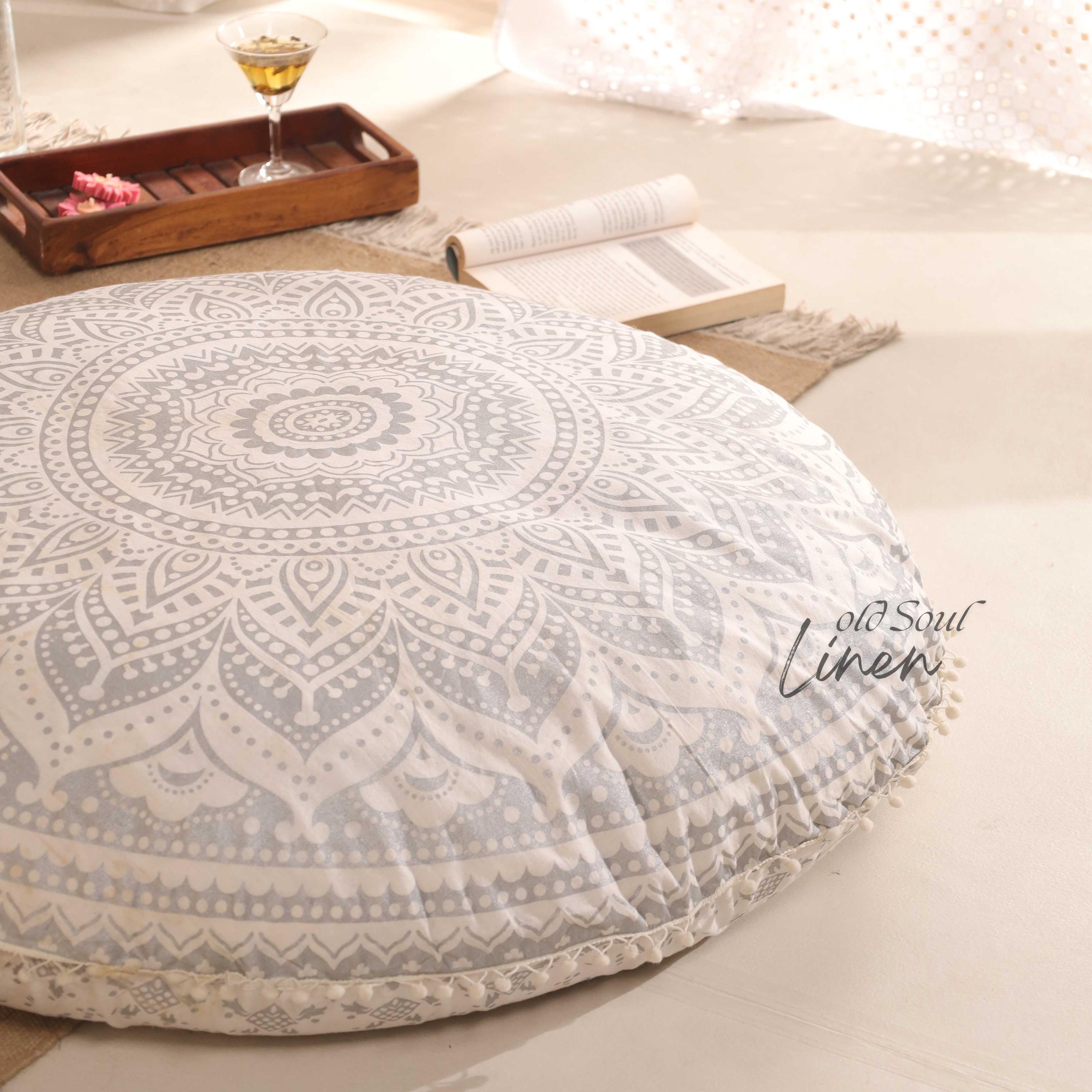 Floor Pillows & Cushions Decorative Hippie Mandala Round Pouf Pillow Seating Meditation Cushion Bohemian Throw Cover Large Boho Ottoman Case