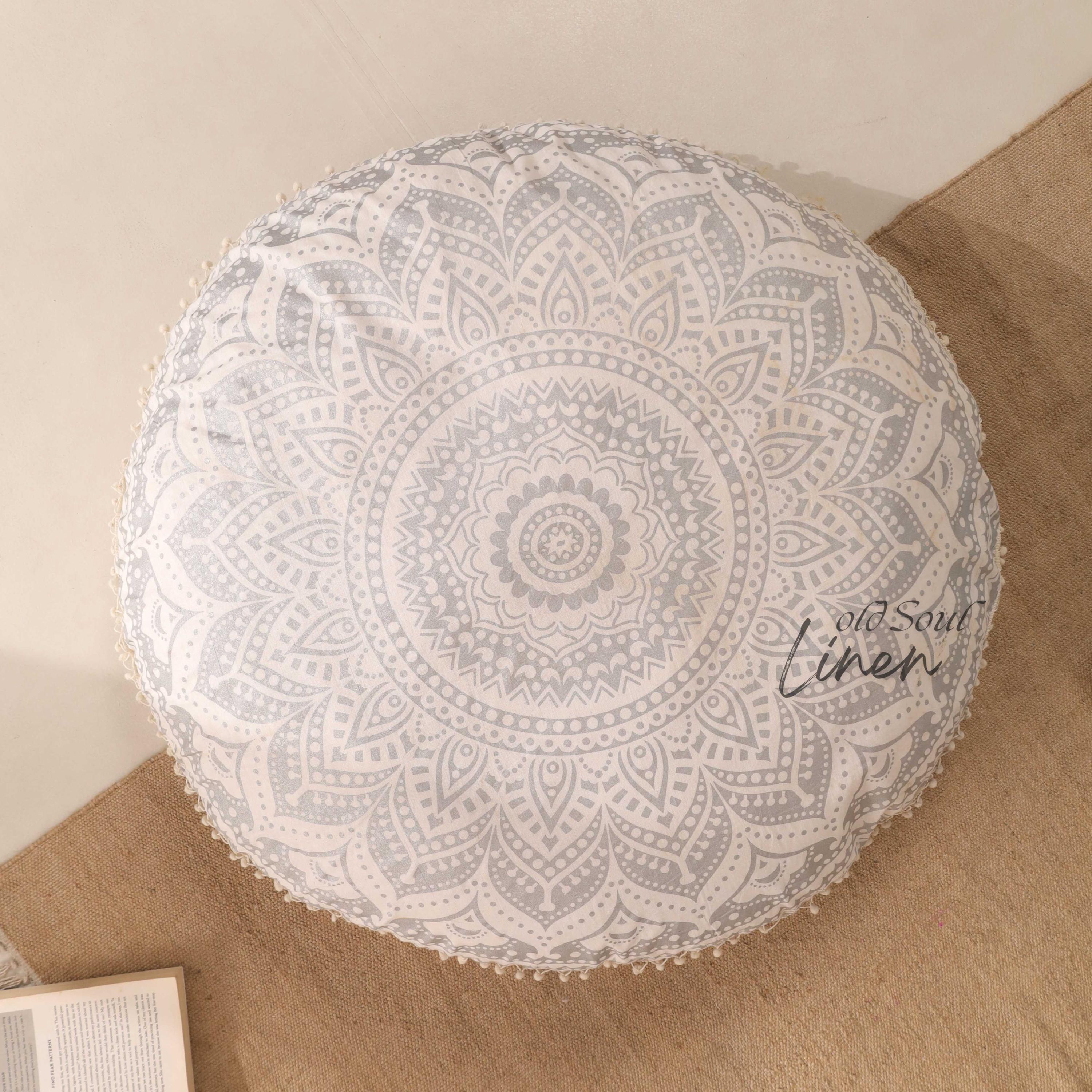 Floor Pillows & Cushions Decorative Hippie Mandala Round Pouf Pillow Seating Meditation Cushion Bohemian Throw Cover Large Boho Ottoman Case