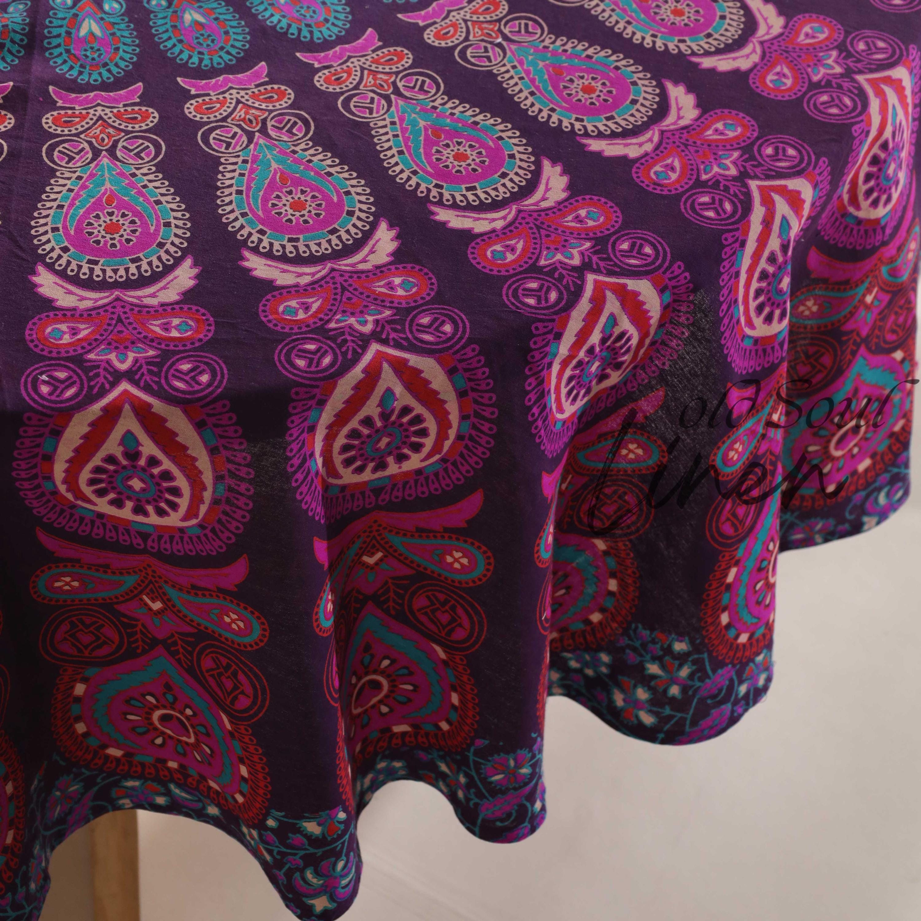 Mandala Cotton Roundie β Beach Blanket, Throw, Yoga Mat, 72"