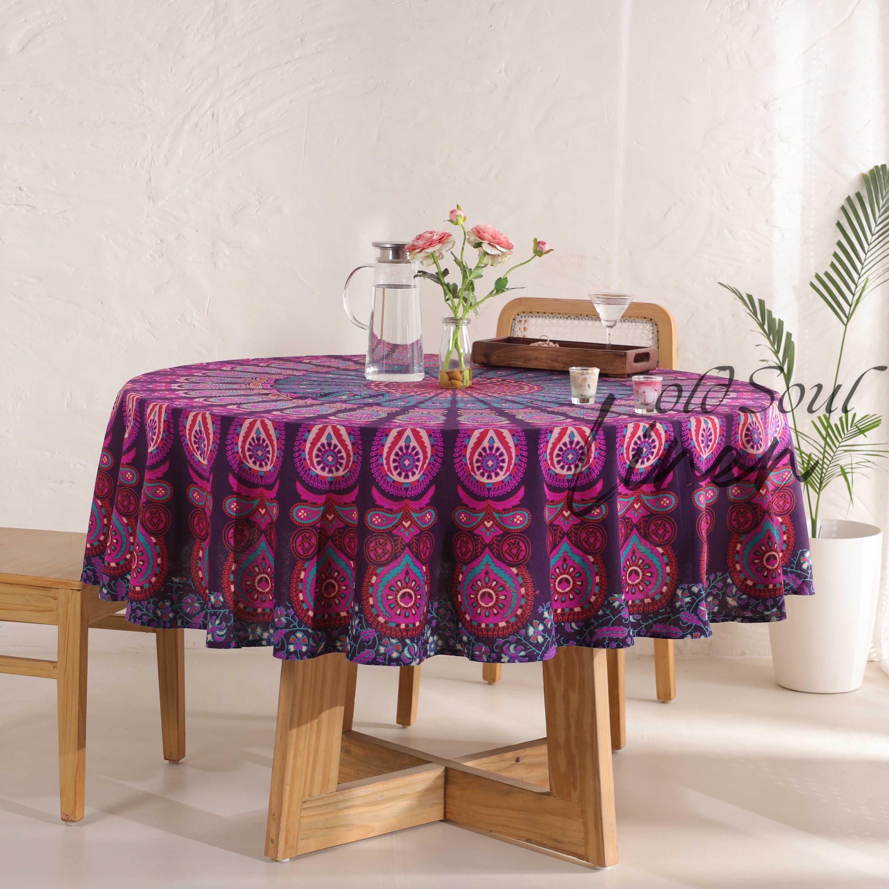 Mandala Cotton Roundie – Beach Blanket, Throw, Yoga Mat, 72"