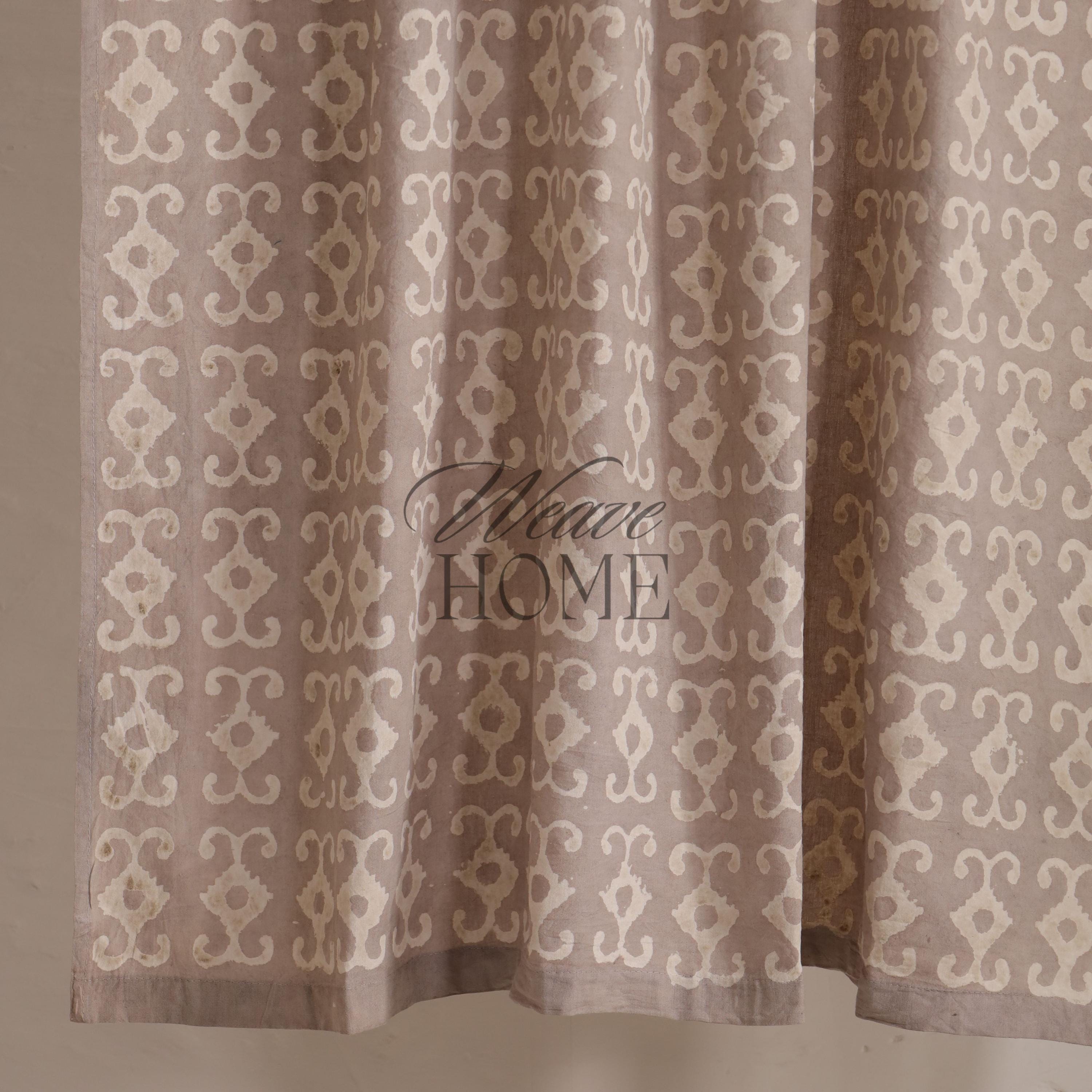 Handmade Vintage Grey Curtain, Boho Hand Block Printed (2 panel) - Bedroom, Kitchen, Bathroom, Office Home Decorative Curtain