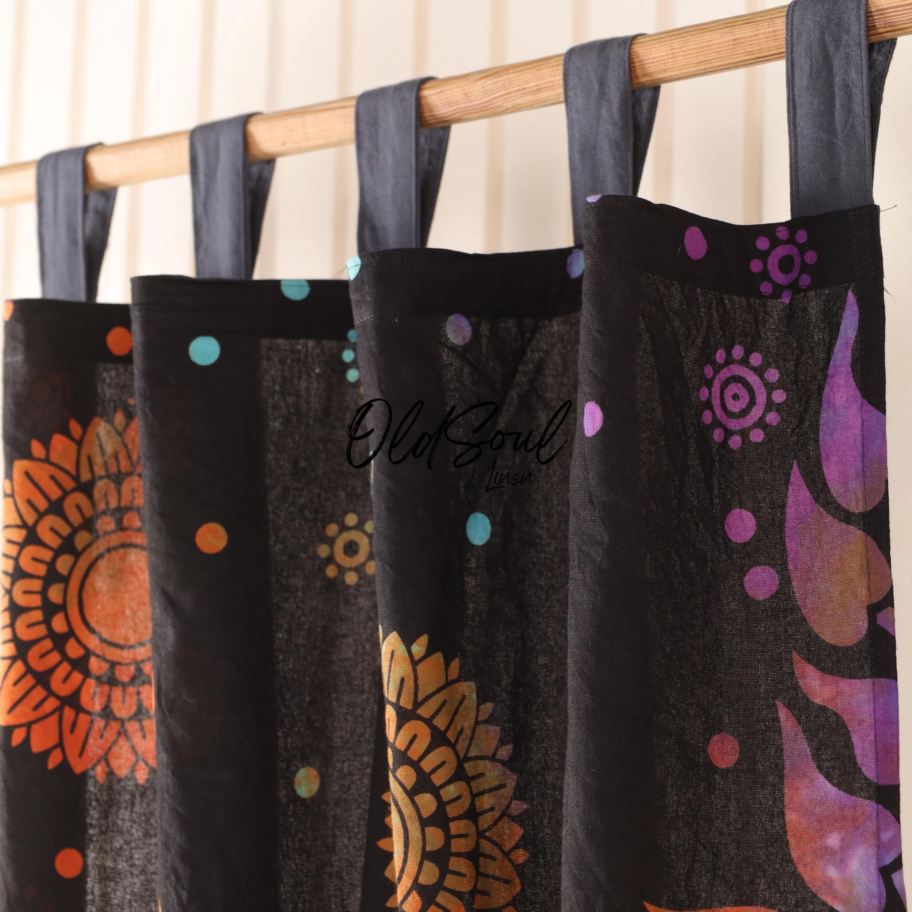 Tie Dye Elephant Tree of Life Curtains, Cotton Curtains, Window, Living Room, Bedroom, Kitchen Curtains, Drapery Door Curtain Panel Set