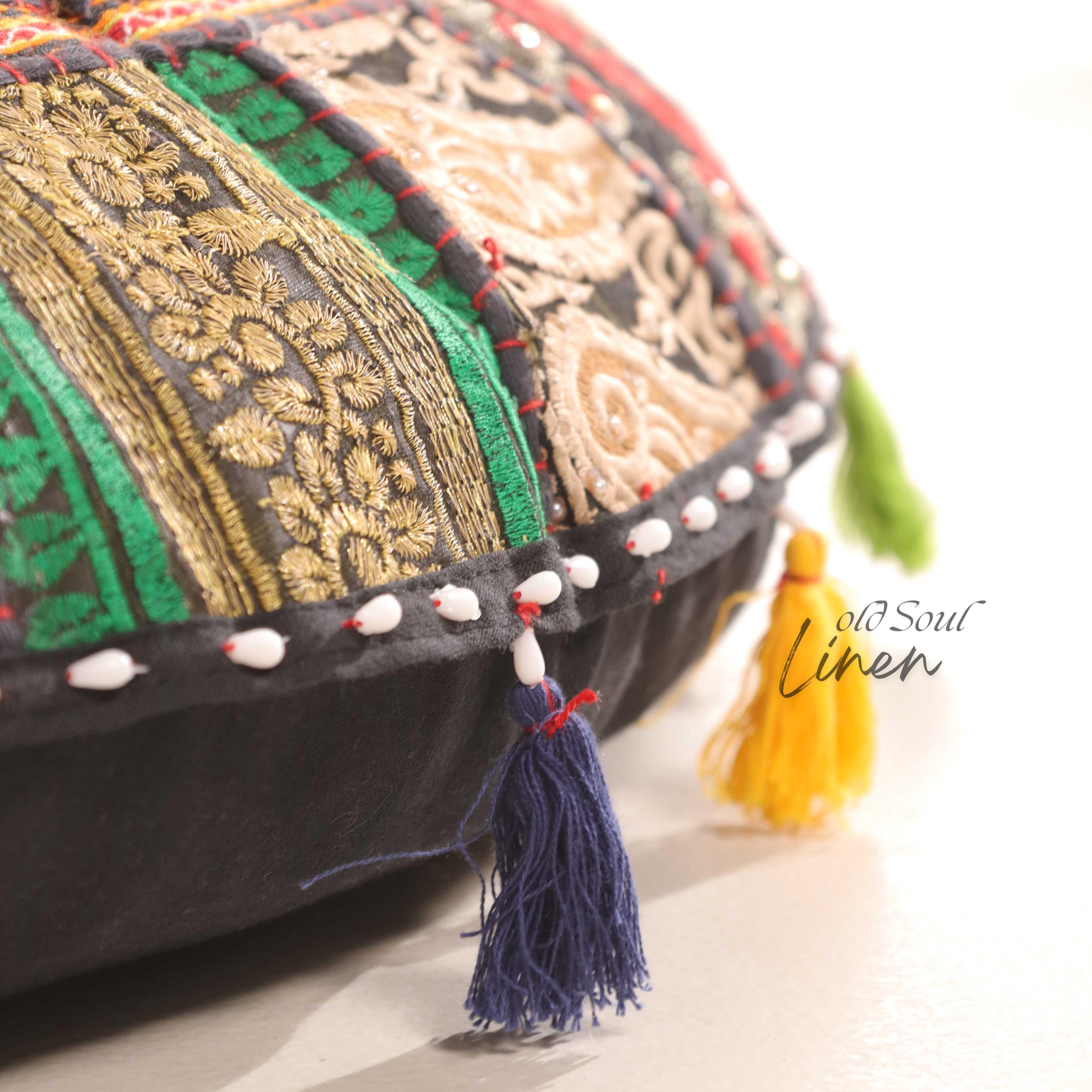 Patchwork Handmade Indian Cushion Cover, Embroidered Pillow Cover, Eco-friendly, Hippie Floor Seating, Floor Seat Cushion, Bean Bag Cover