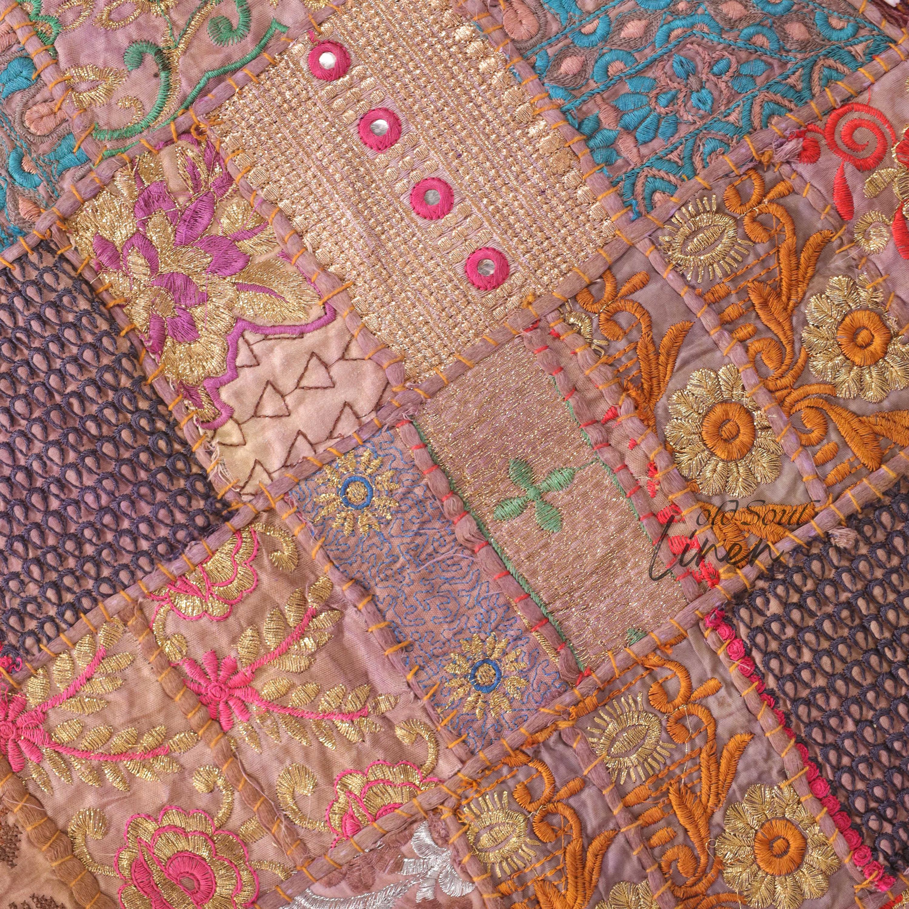 Round Floor Pillow Meditation Cushion | Hippie Floor Seating | Purple Floor Pouf Stool 32" Kilim Pouf Round | Indian Seating Hippie