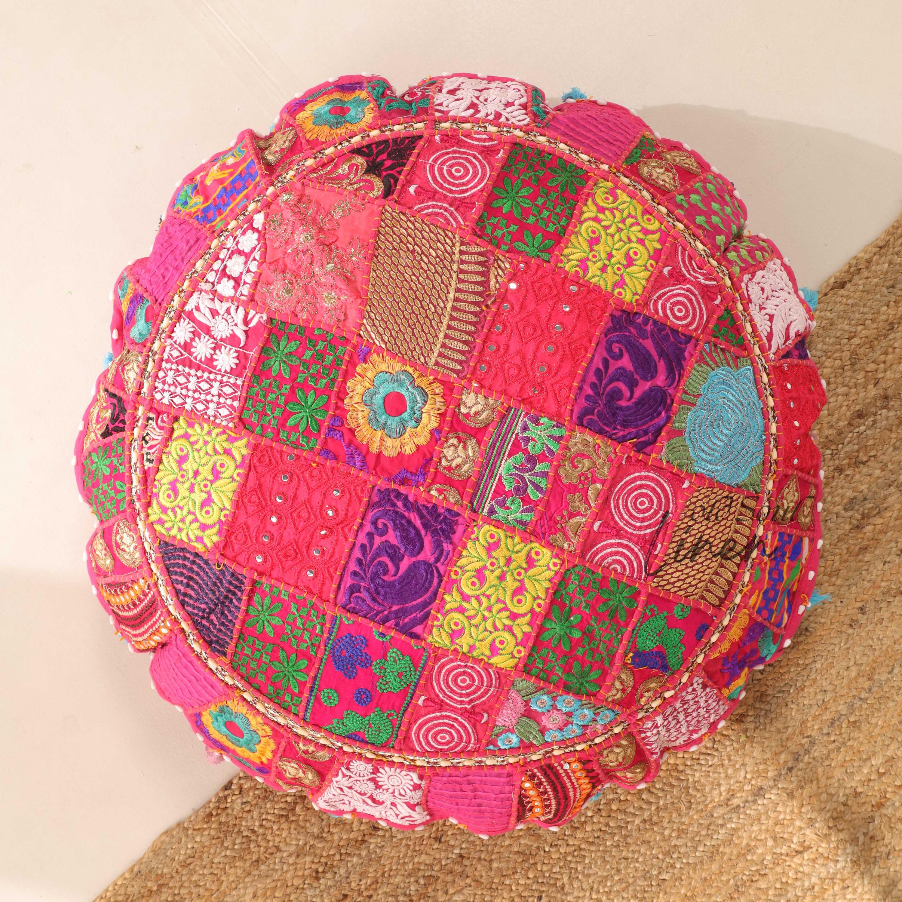 Meditation Round Floor Pillow, Floor Seating Area, Yoga Studio Décor, Ottoman Round Pouffe Cover, Boho Throw Pillow Footstool 32"