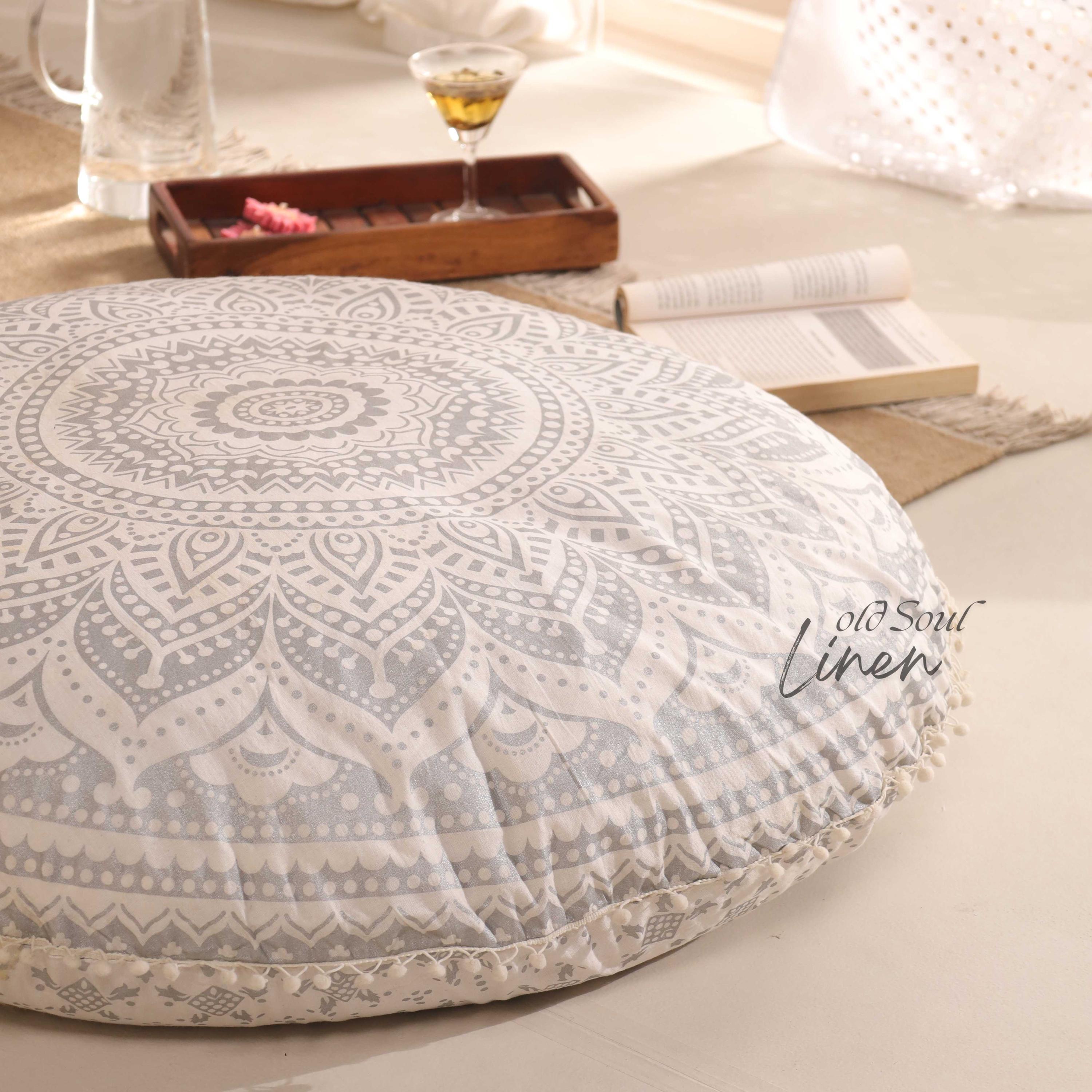 Floor Pillows & Cushions Decorative Hippie Mandala Round Pouf Pillow Seating Meditation Cushion Bohemian Throw Cover Large Boho Ottoman Case