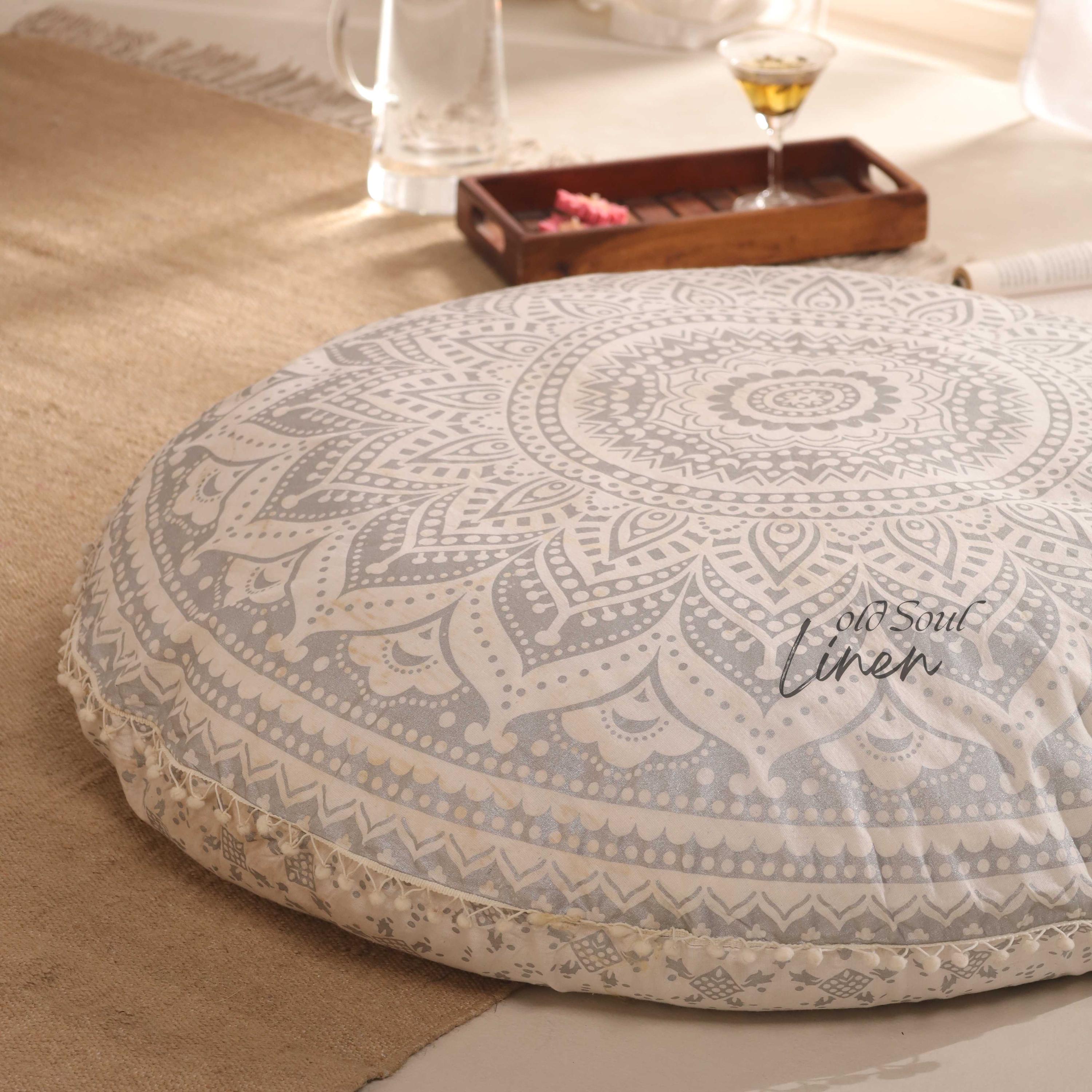 Floor Pillows & Cushions Decorative Hippie Mandala Round Pouf Pillow Seating Meditation Cushion Bohemian Throw Cover Large Boho Ottoman Case