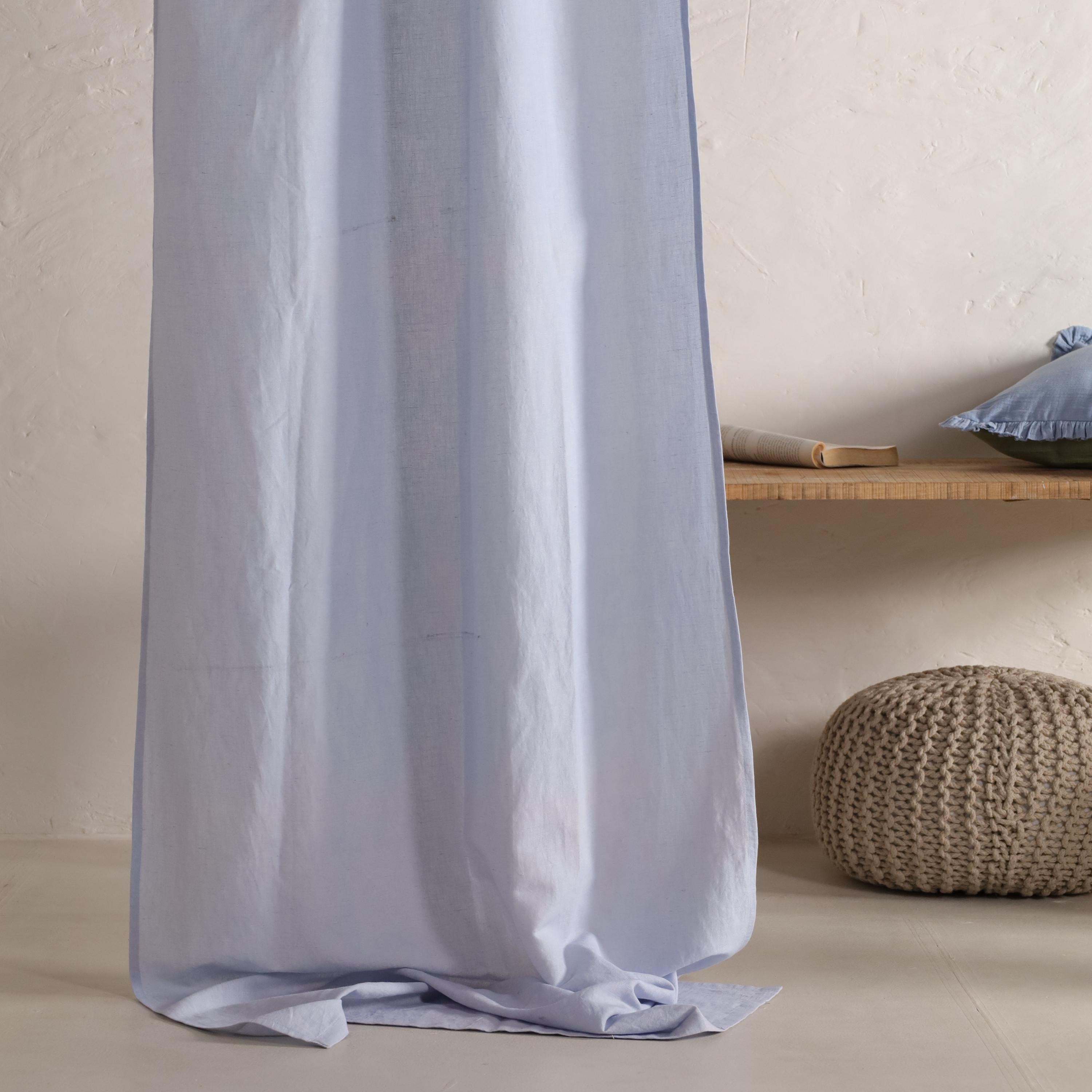 Linen (LxW) Curtain 1 Panel, stonewashed bohemian extra long curtains for bedroom, curtain for living room