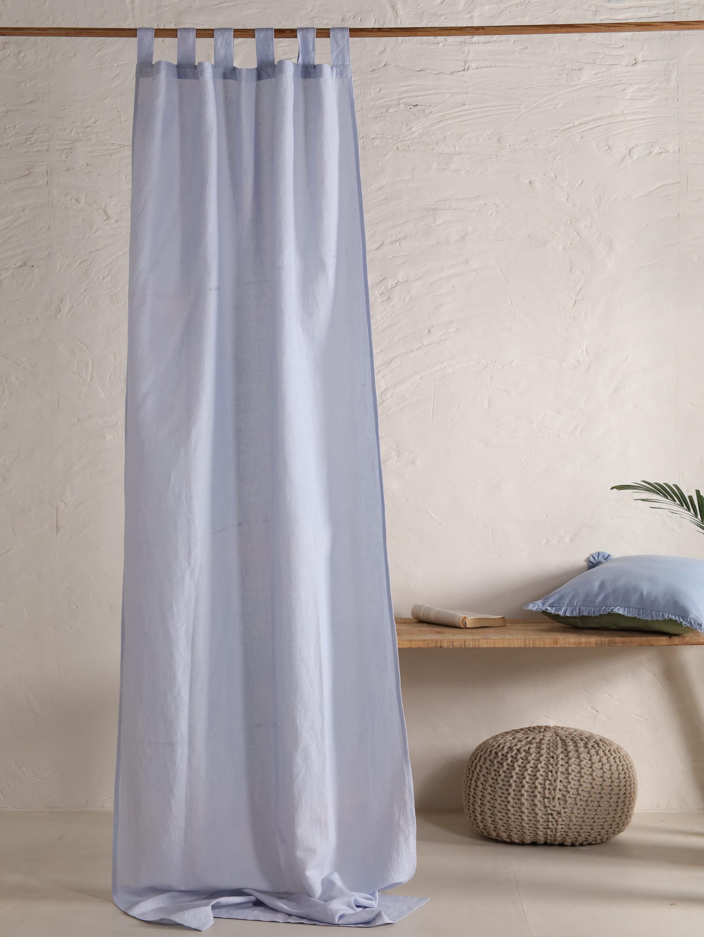 Linen (LxW) Curtain 1 Panel, stonewashed bohemian extra long curtains for bedroom, curtain for living room