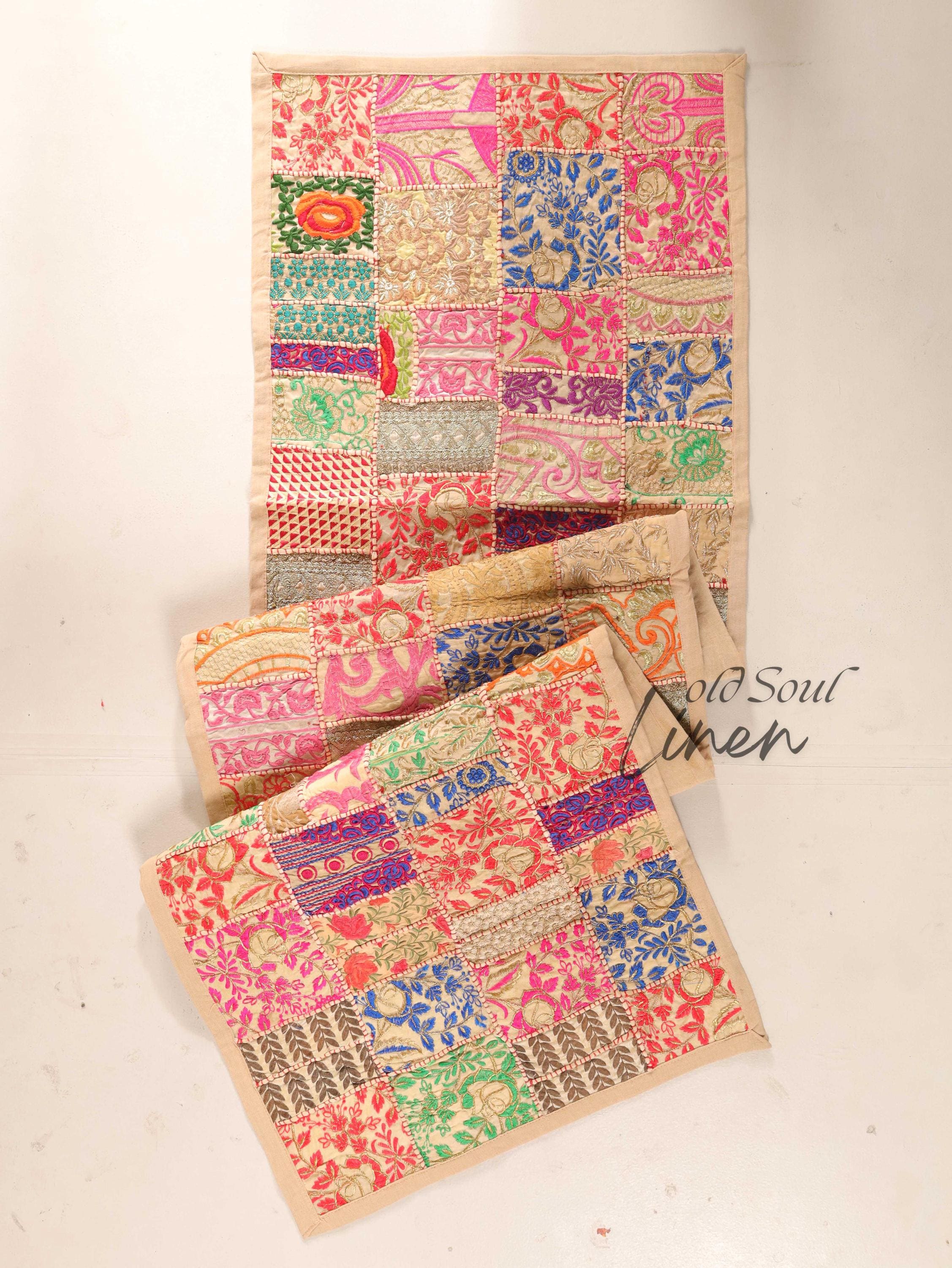 Table Runner Boho, Farmhouse Wedding Décor, Vintage Runner, Bohemian Patchwork Décor, Embroidered Table Cloth, Indian Classic Home Décor