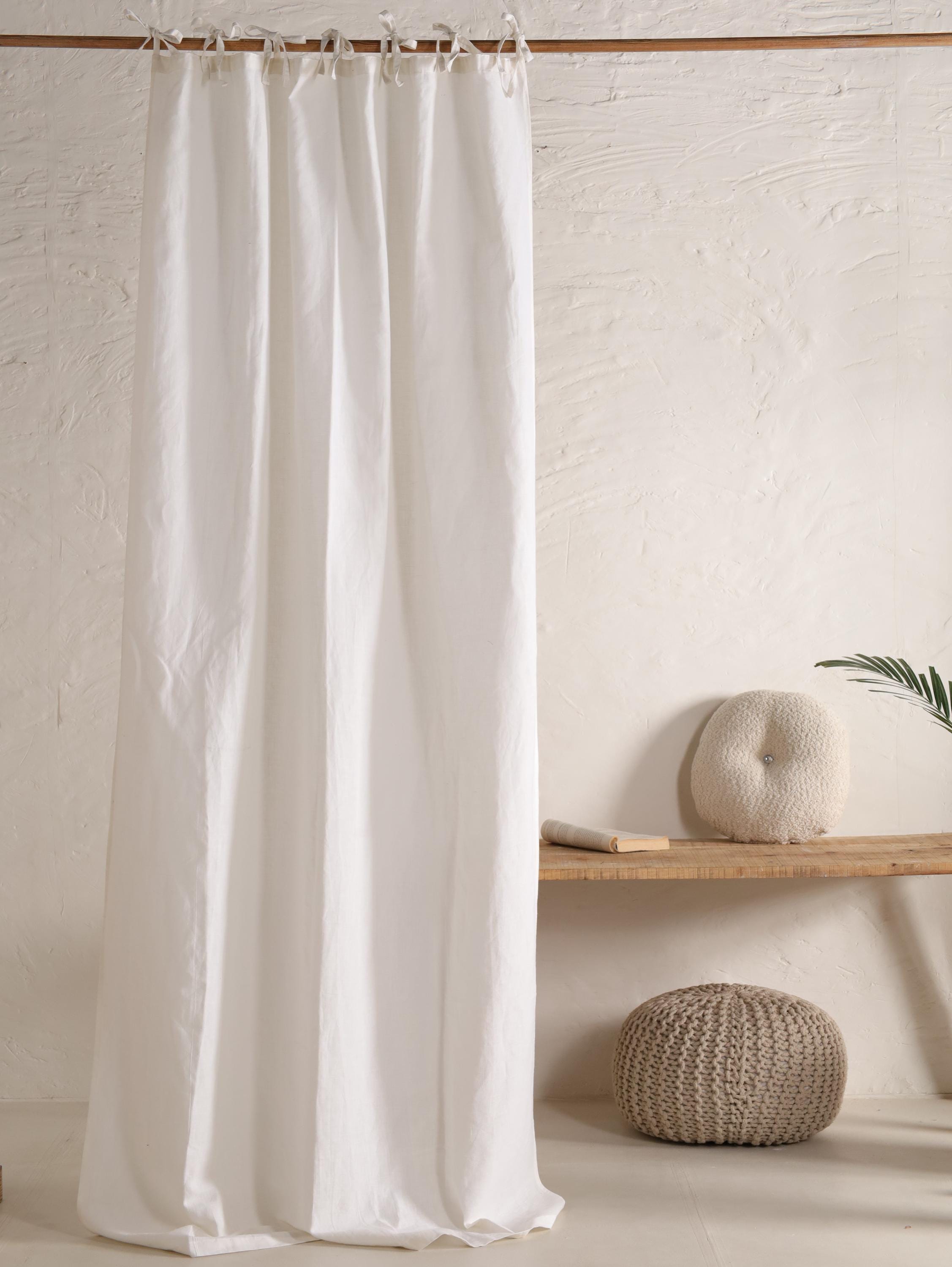 Linen White Curtain Stonewashed  Bohemian 1 Panel, Custom Sizes Curtain for bedroom, curtain for living room