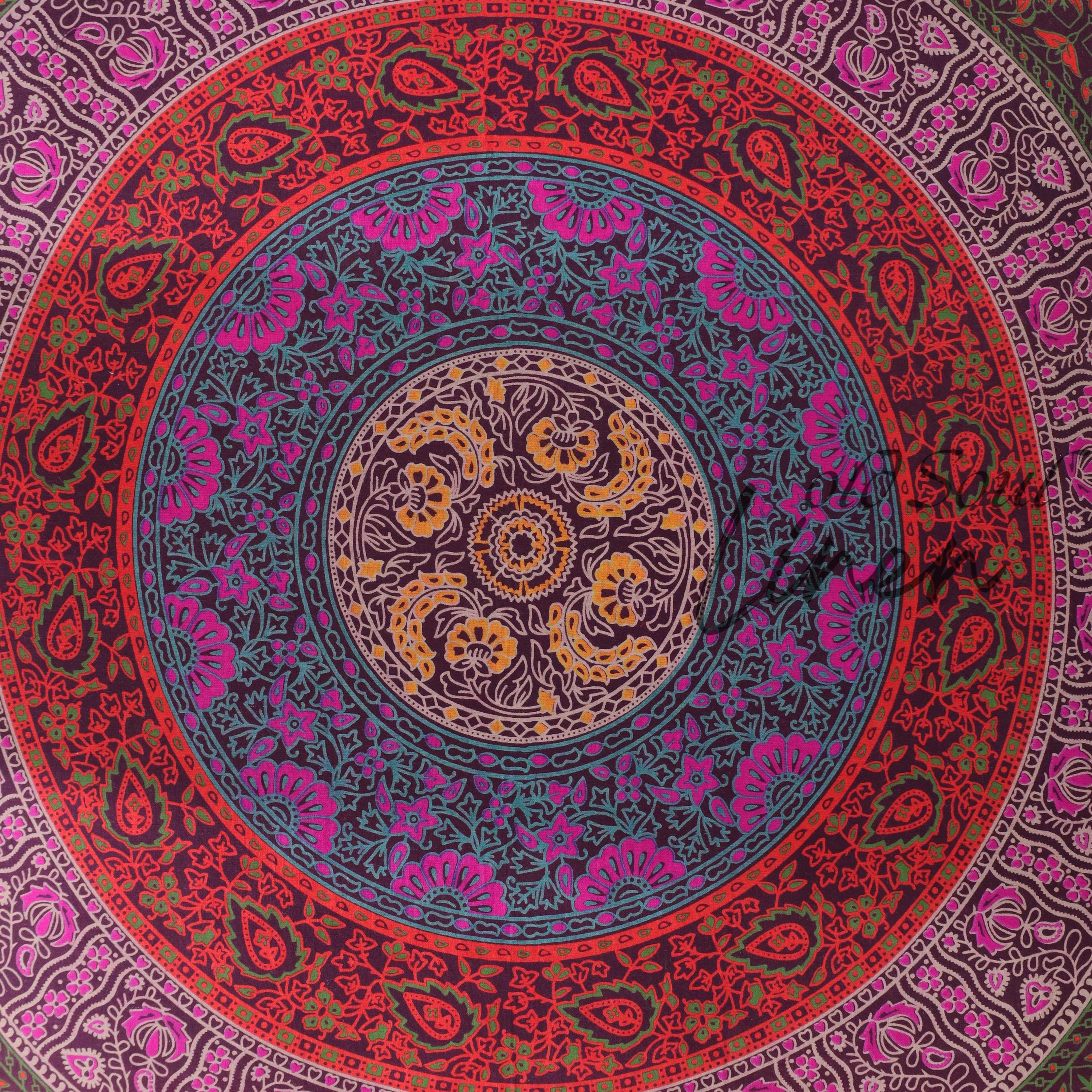 Pouf Cushion Cover Indian Mandala Floor Cushions Square Seating Pillow Bohemian Pouffe Home Décor Yoga Meditation 35" By Indian Consigners