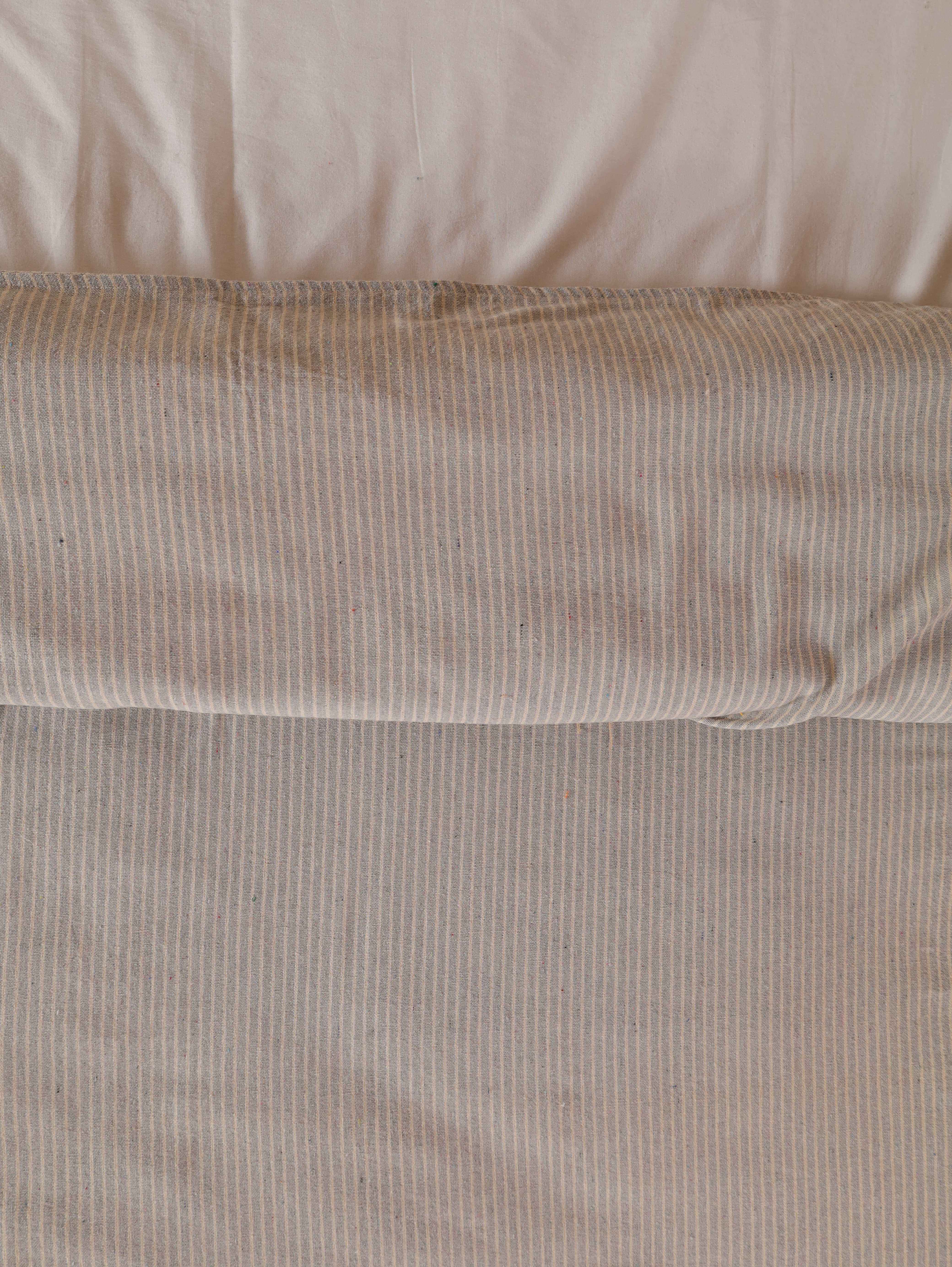 Light Grey Pinstripe Cotton Duvet Set - Neutral Striped Bedding