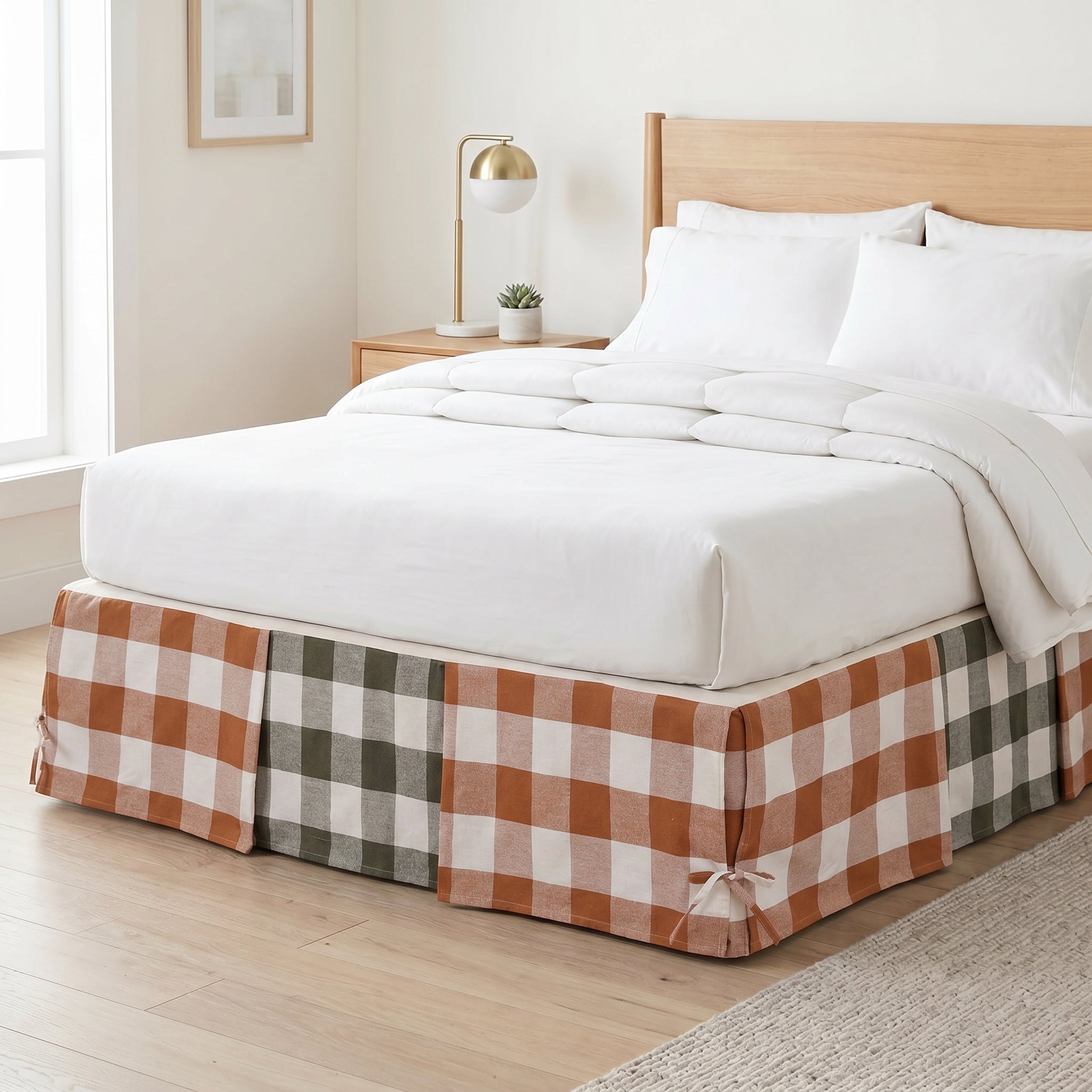 Heritage Check Bedskirt – Rustic Gingham Bed Valance & Luxury Dust Ruffle