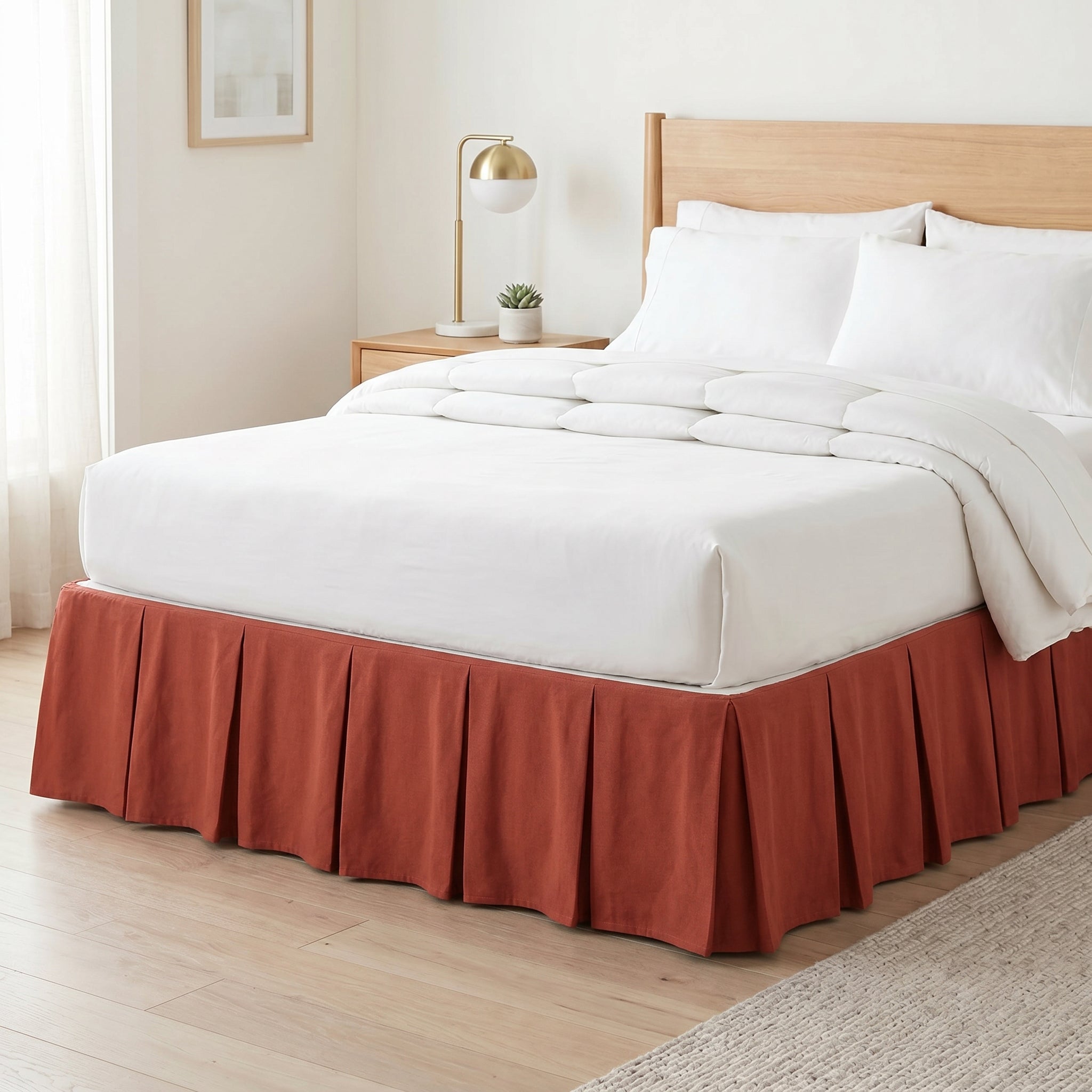 Luxe Terracotta Box Pleat Bedskirt – Premium Cotton Bed Valance & Dust Ruffle