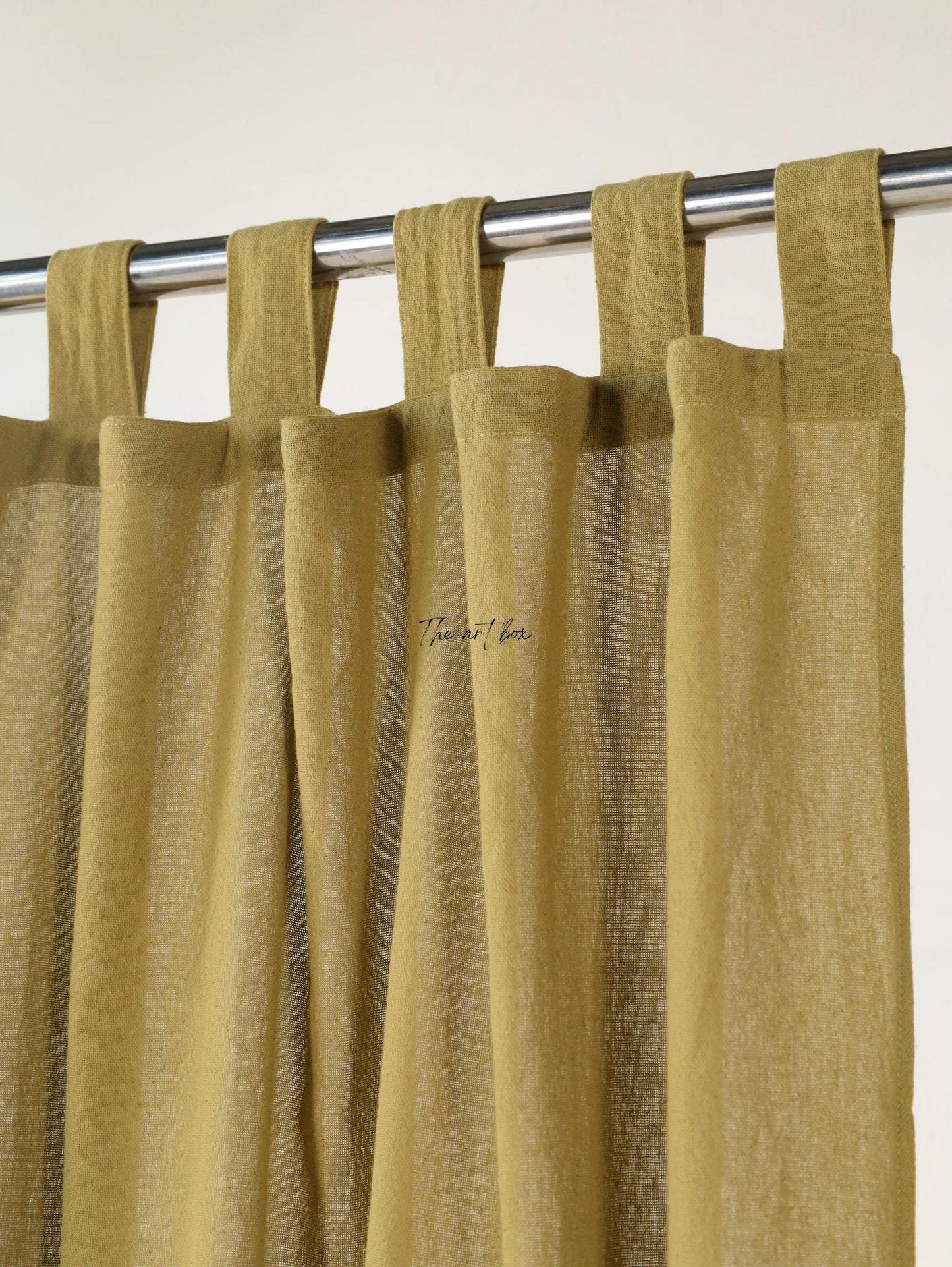 Lime Cotton  Tap Top Curtains- 2 Panel set