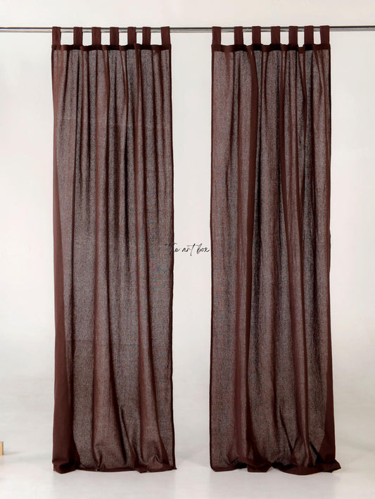 Maroon Cotton Tap Top Curtains- 2 Panel set