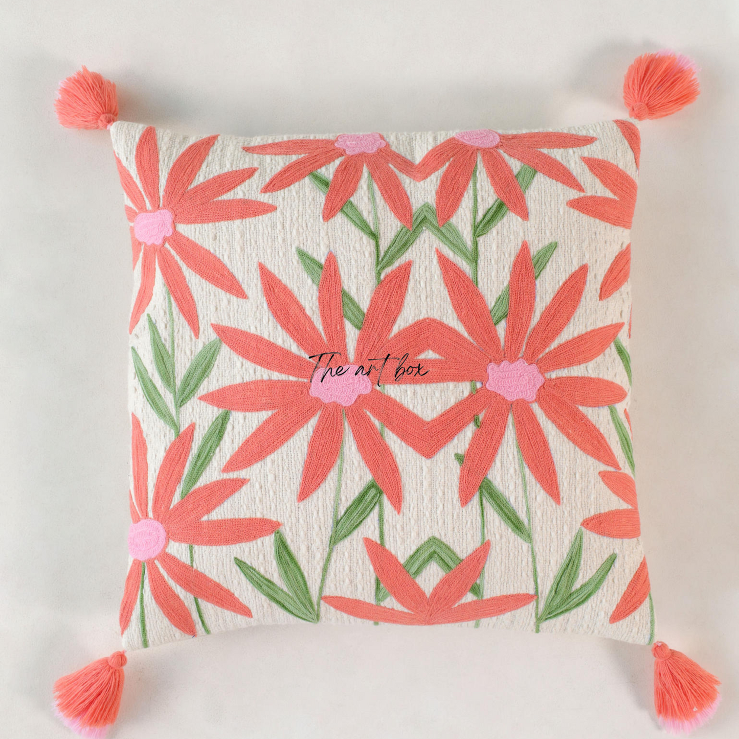 Personalized Flower Embroidery Cushion Case - Your Name, Your Style