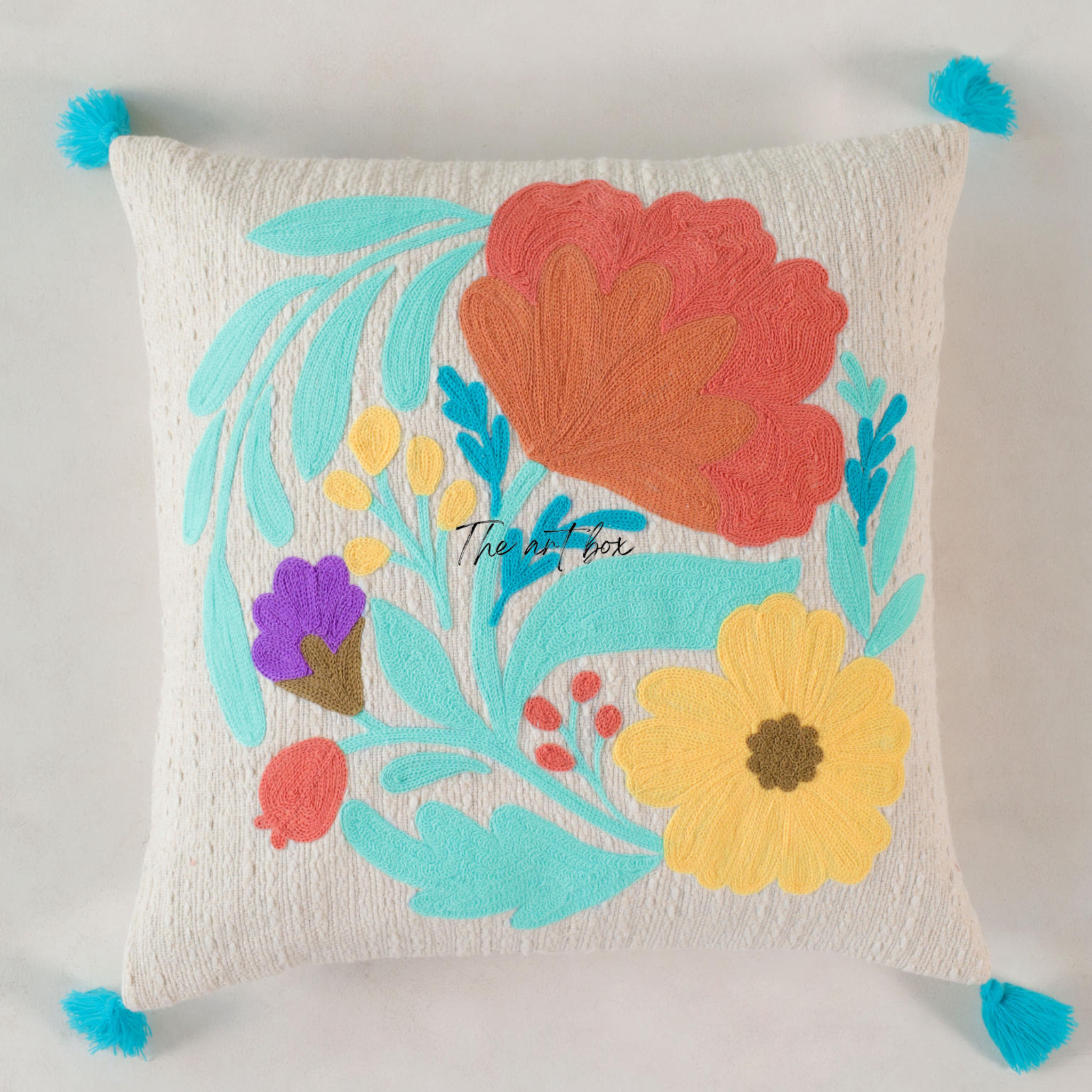 Customized Floral Embroidery Accent Pillow Case - Personalize Your Decor