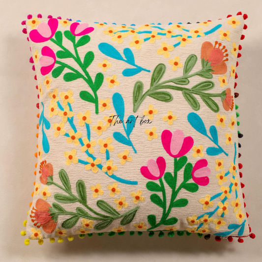 Custom Embroidered Floral Cushion Cover - Design Your Dream Decor