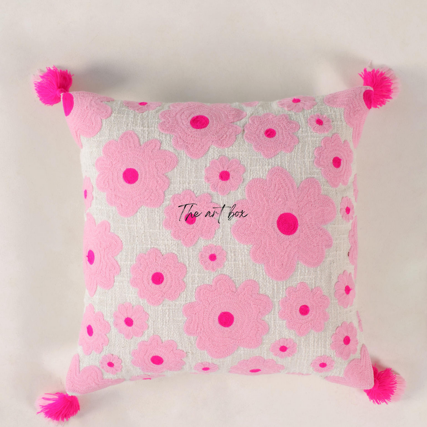 Floral Embroidered Decorative Pillow Case - Elevate Your Decor With Elegance