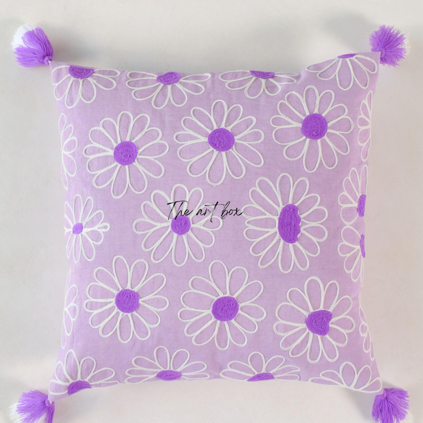 Custom Floral Embroidered Throw Pillow Case - Design Your Own Garden