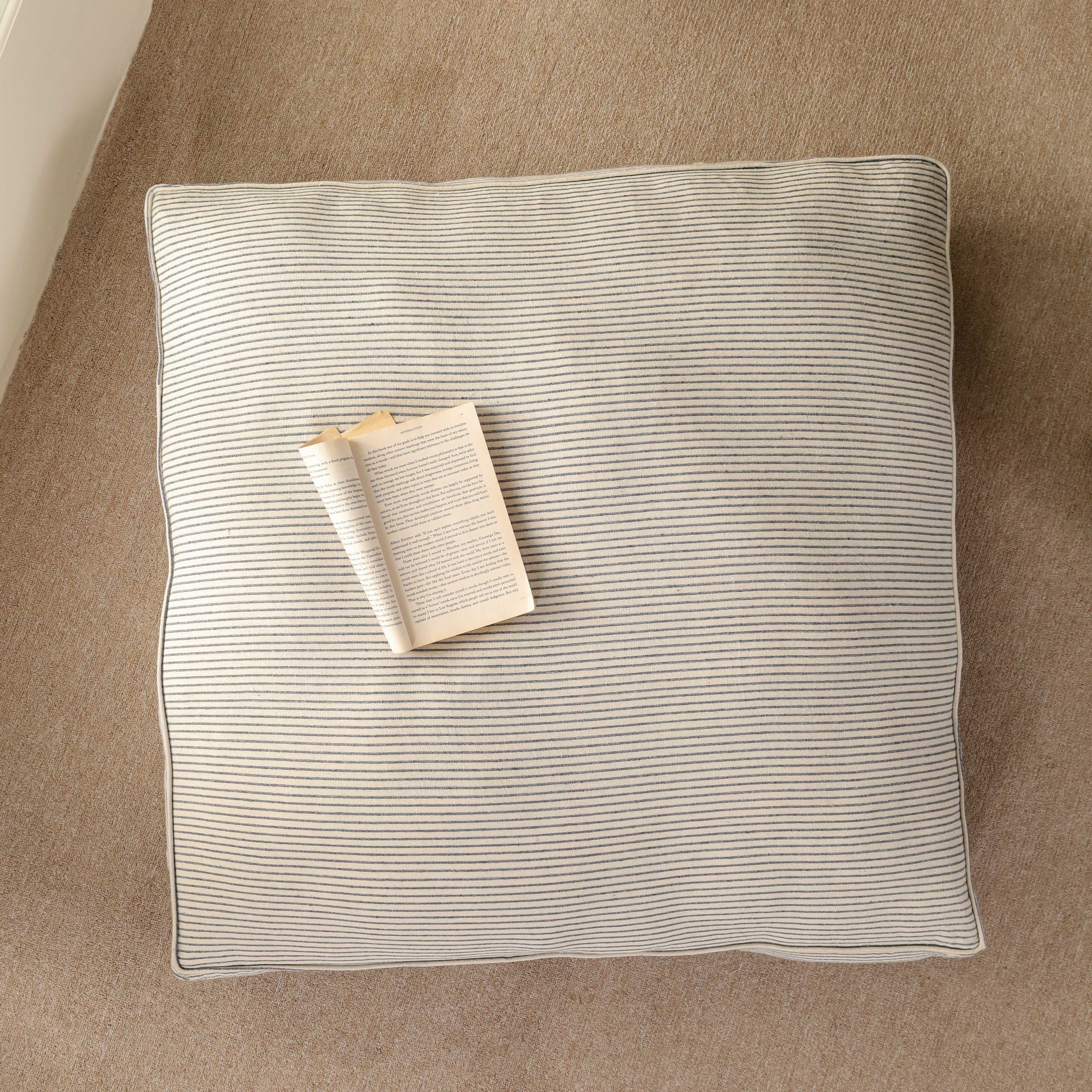 Serene Stripe Oversized Floor Cushion – Premium Boho Seating & Meditation Pillow