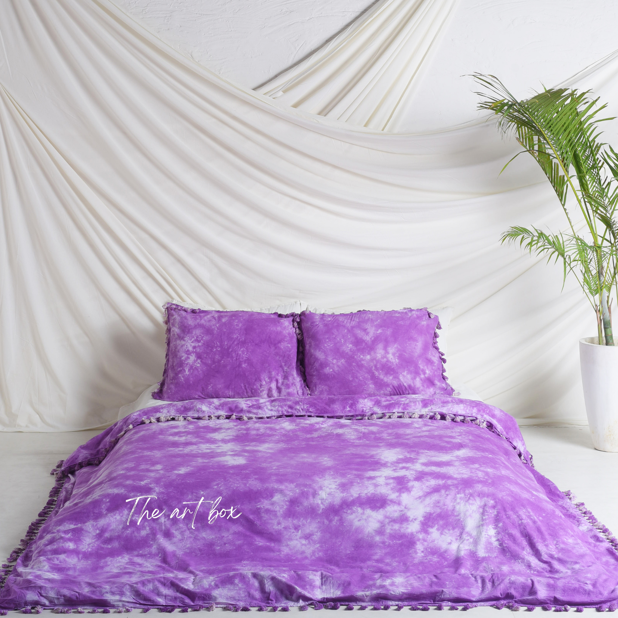 Purple Tie Dye Bedsheets with Pillow Covers