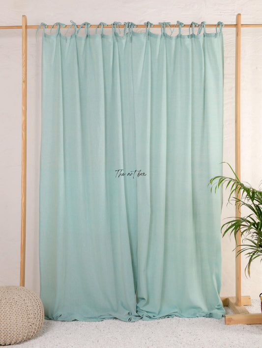 Linen Gauze Aqua Curtains- 2 Panel set