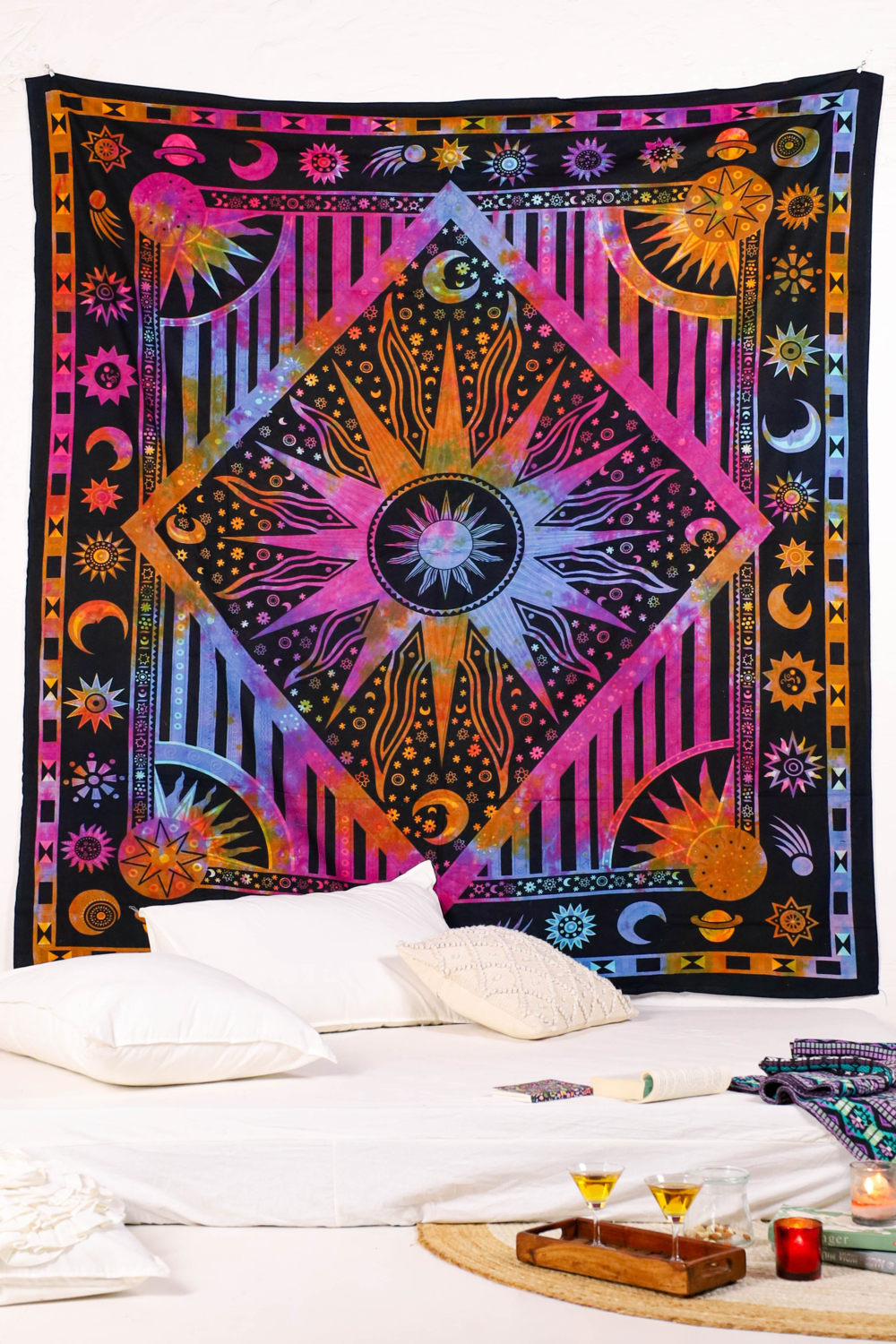 Multicolor Burning Sun Tapestry