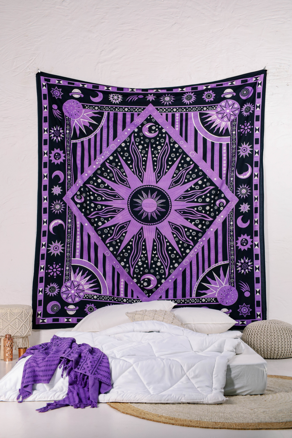 Purple Burning Sun Tapestry