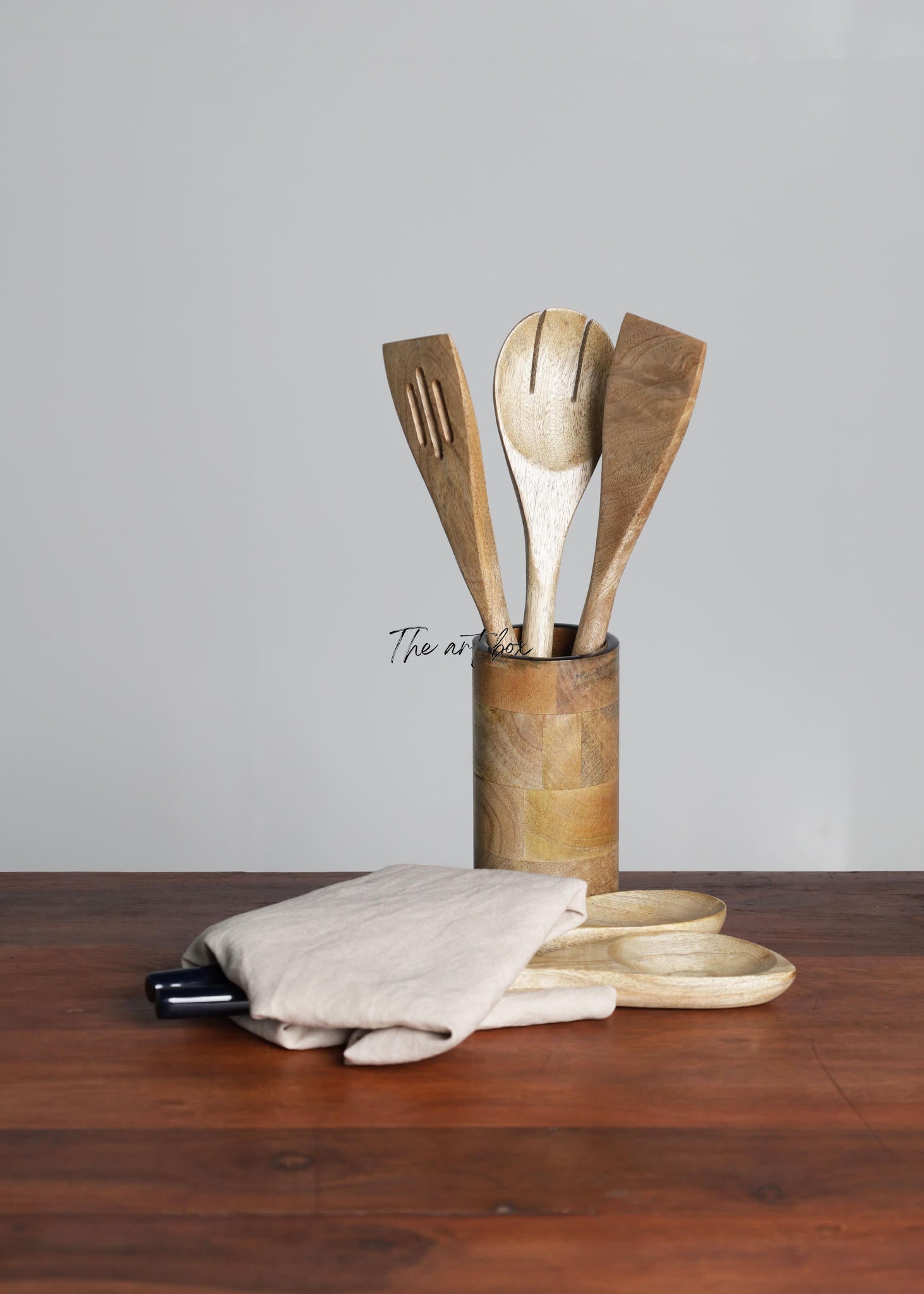 Mango Wood Spatula Set - Black Color