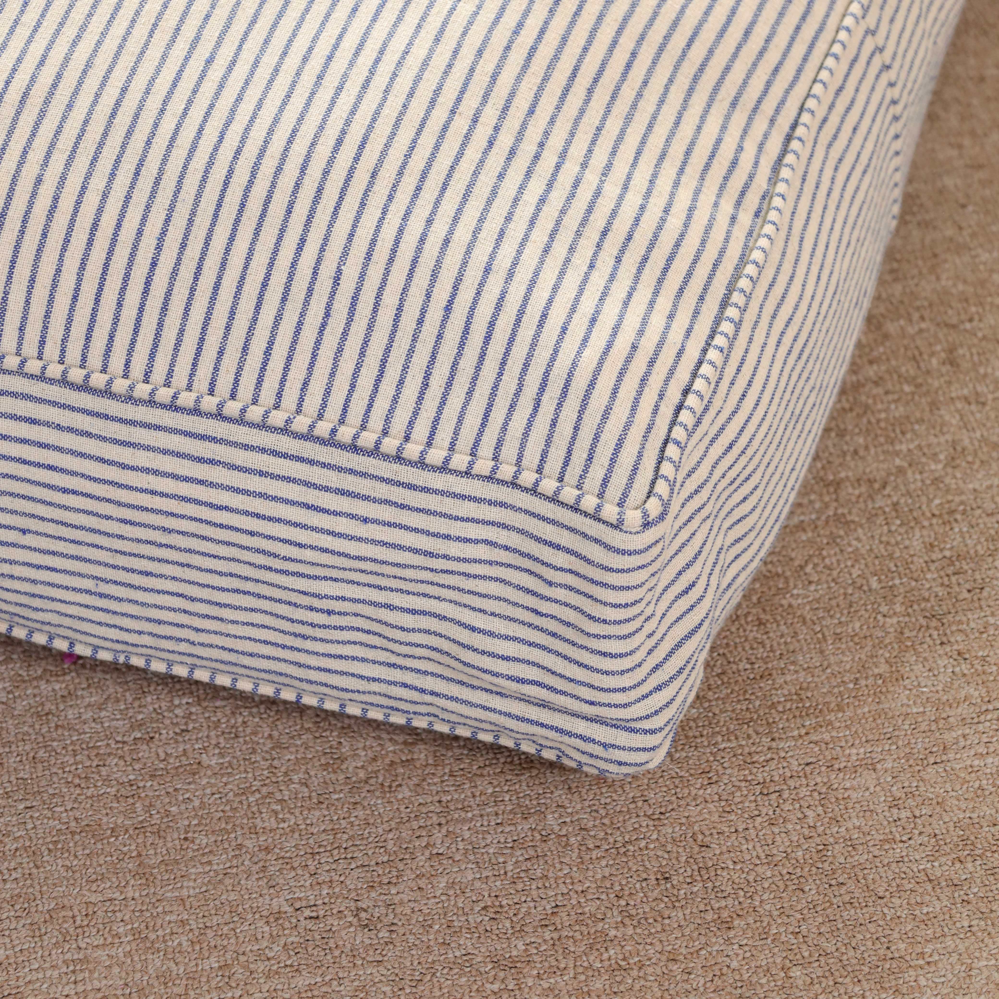 Haven Coastal Stripe Oversized Floor Cushion – Premium Cotton Seating & Meditation Pouf