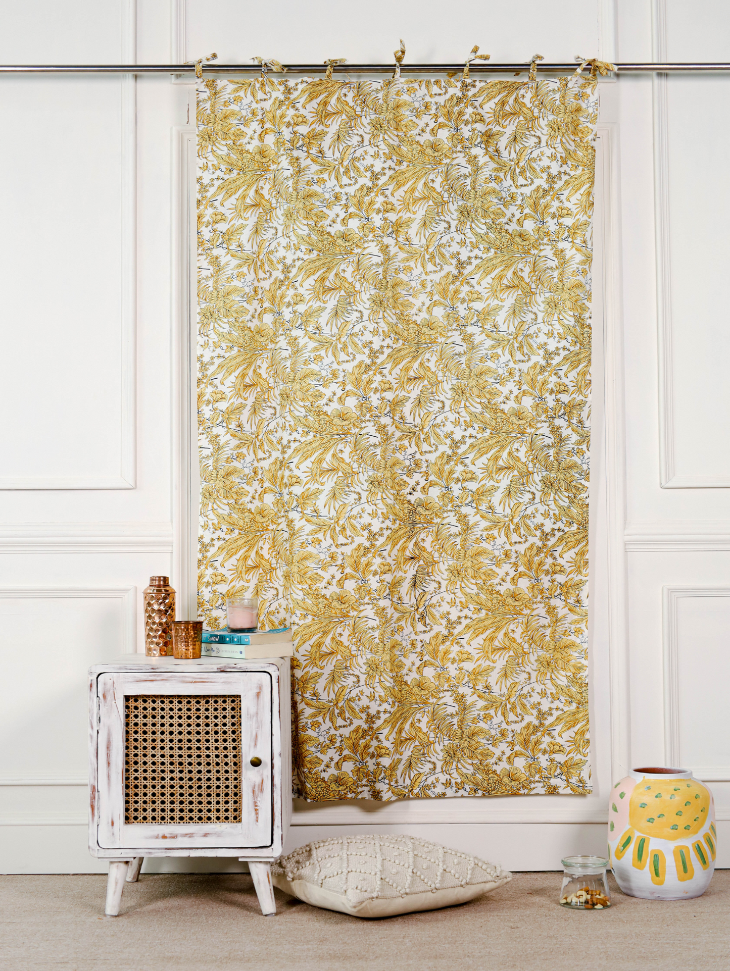 Yellow Tropical Printed Curtain