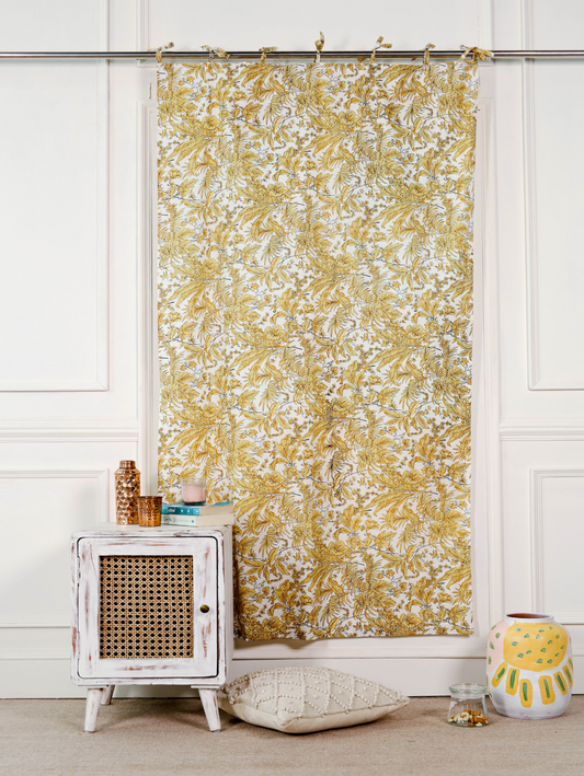 Yellow Tropical Printed Curtain - 1 Panel set