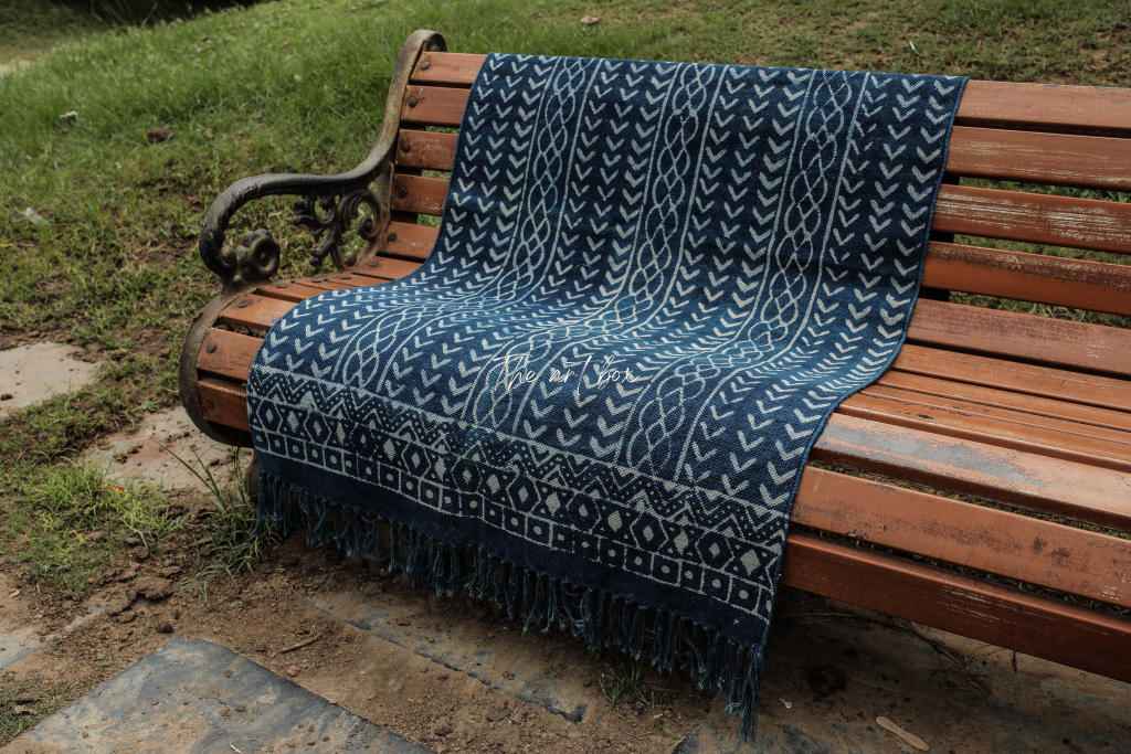 Indigo Blue Hand Block Print Cotton Rectangular Rugs