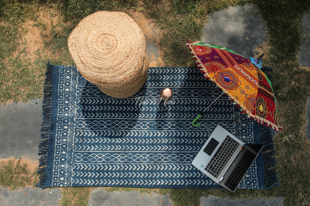 Indigo Blue Hand Block Print Cotton Rectangular Rugs