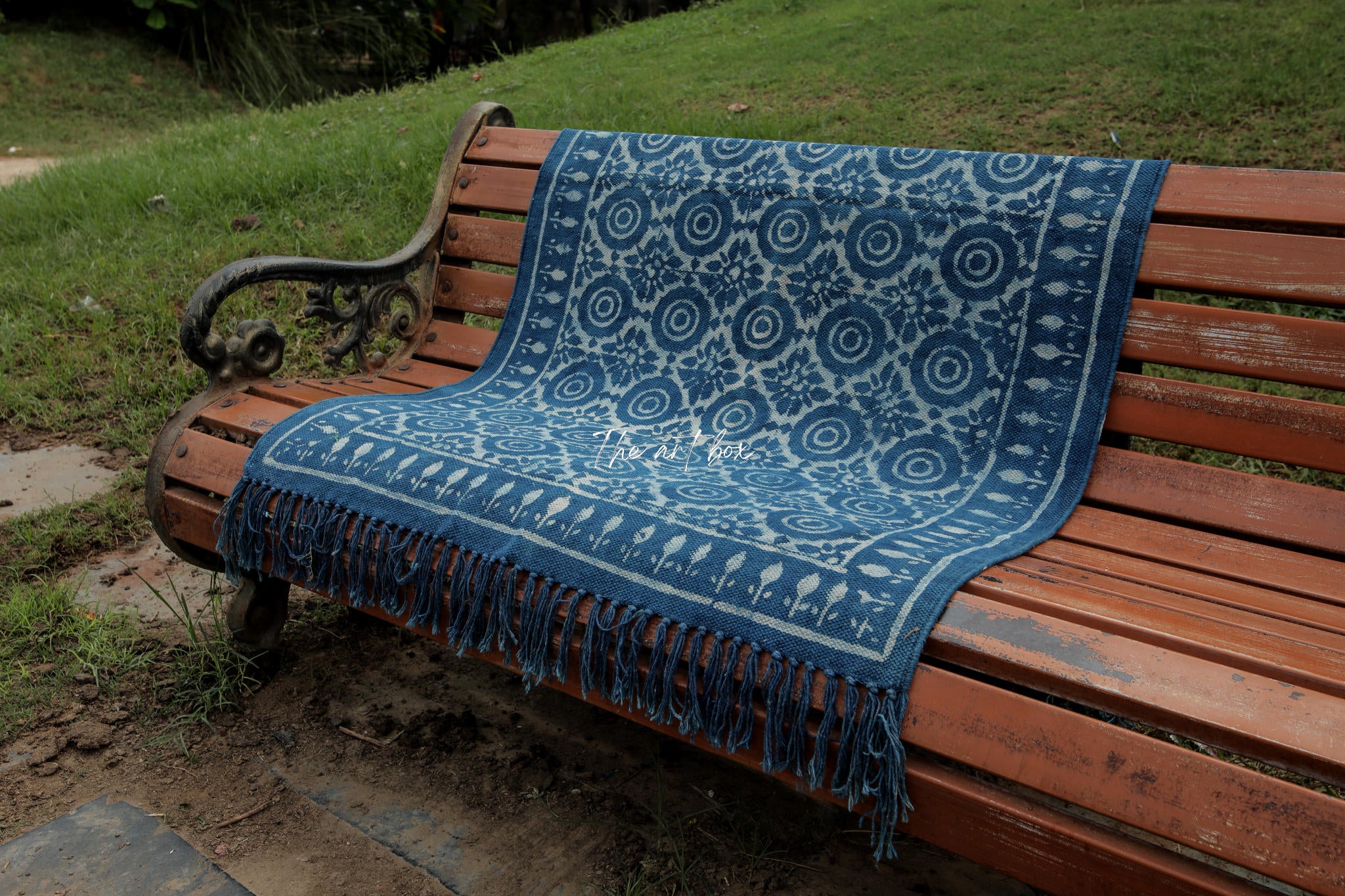 Indigo Blue Hand Block Print Cotton Rectangular Rugs