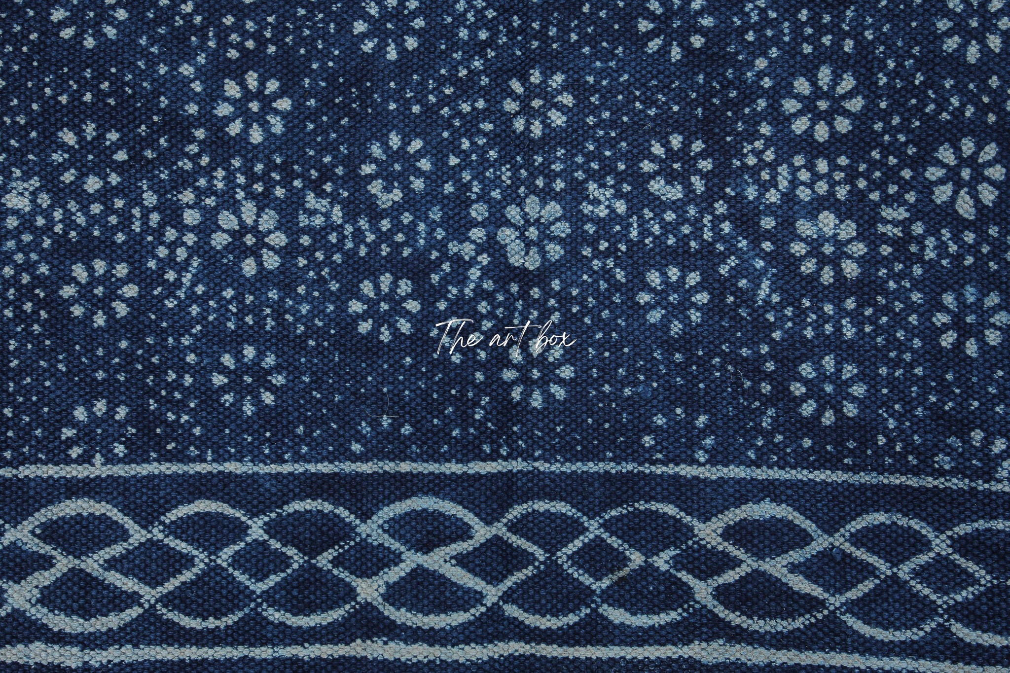 Indigo Blue Dabu Block Print Cotton Rectangular Rugs