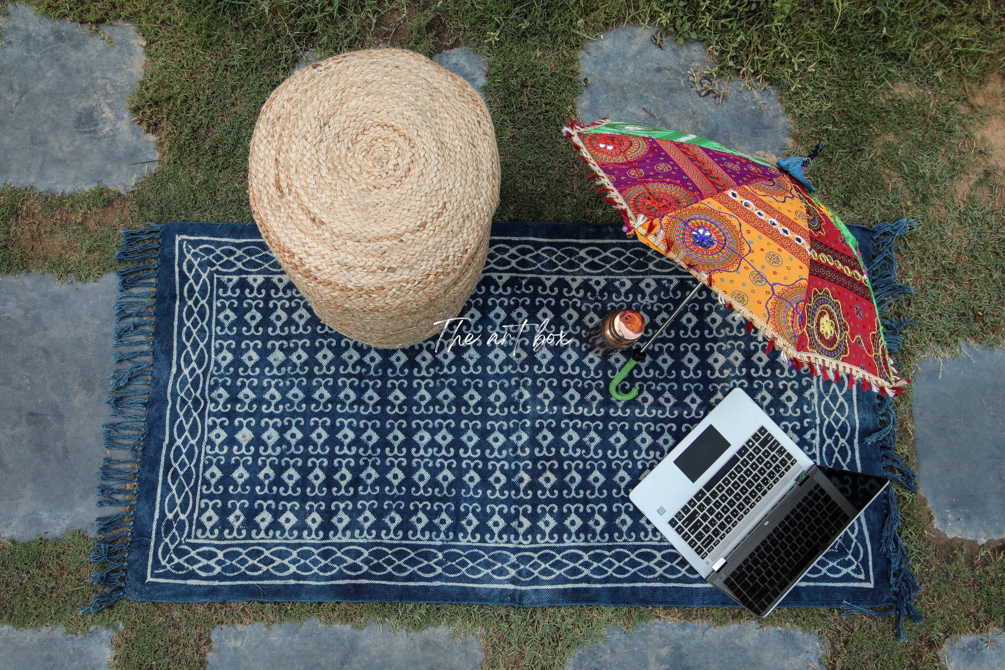 Indigo Blue Hand Block Print Cotton Rectangle Rugs