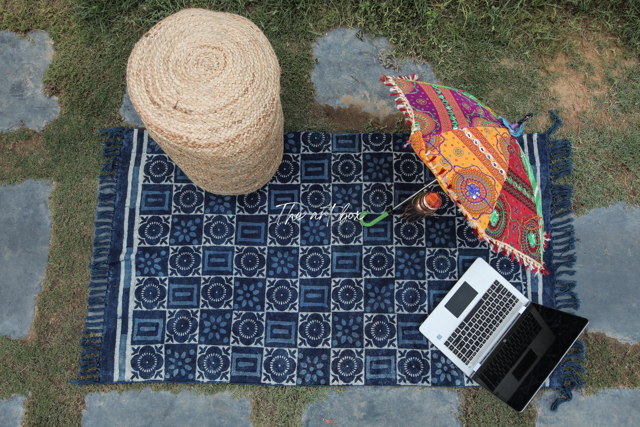 Indigo Blue Hand Block Print Cotton Rectangle Rugs