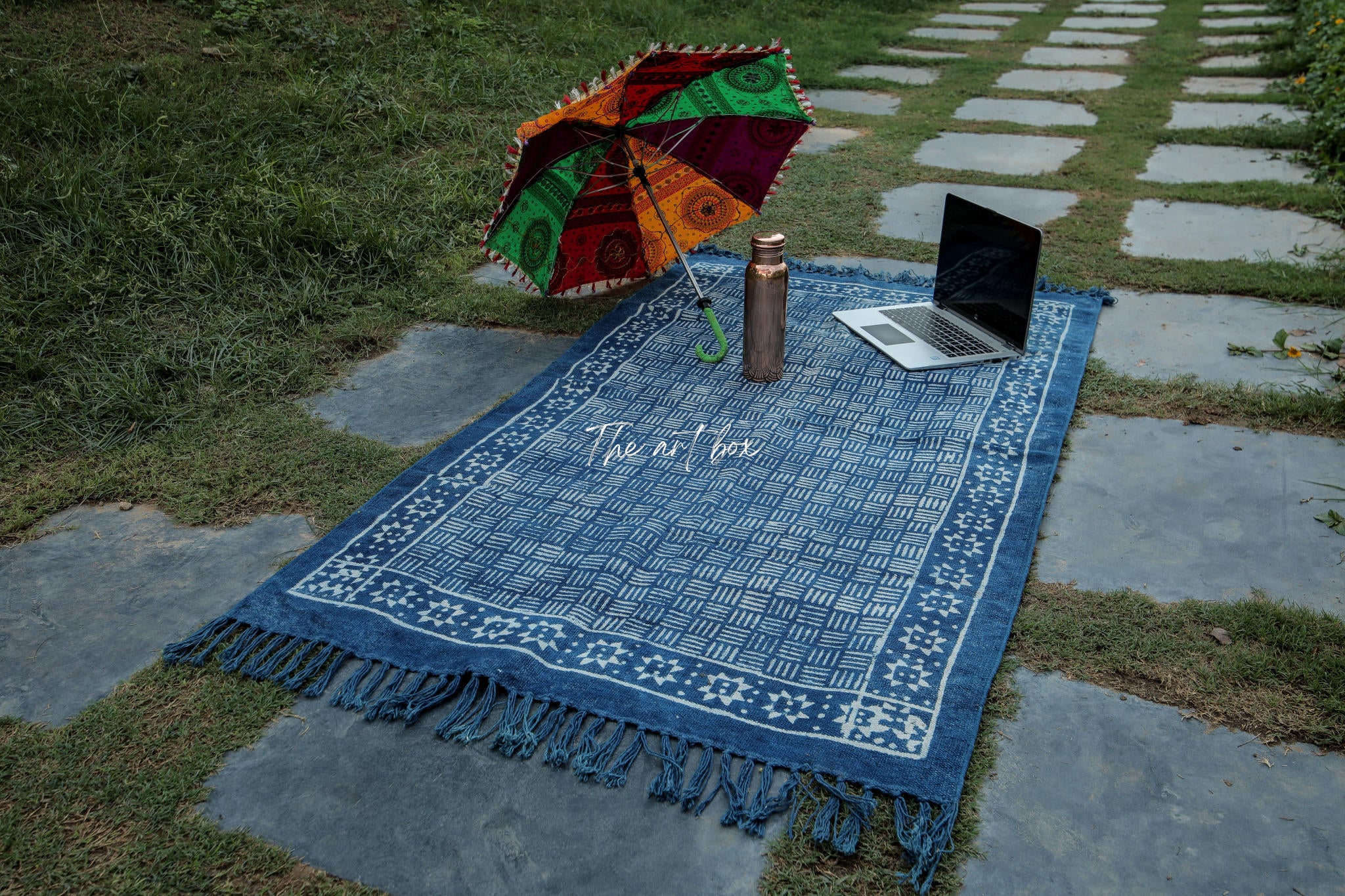 Indigo Blue Hand Block Print Cotton Rectangle Rugs