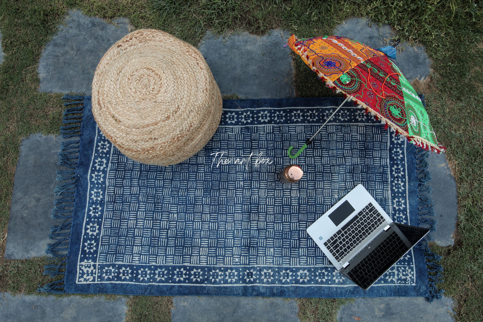 Indigo Blue Hand Block Print Cotton Rectangle Rugs