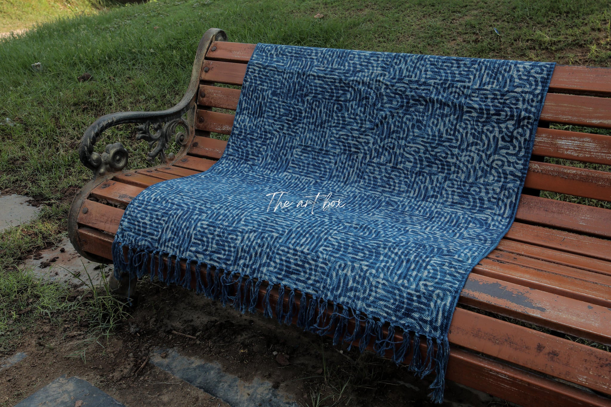 Indigo Blue Dabu Block Print Cotton Indigo Rectangle Rugs