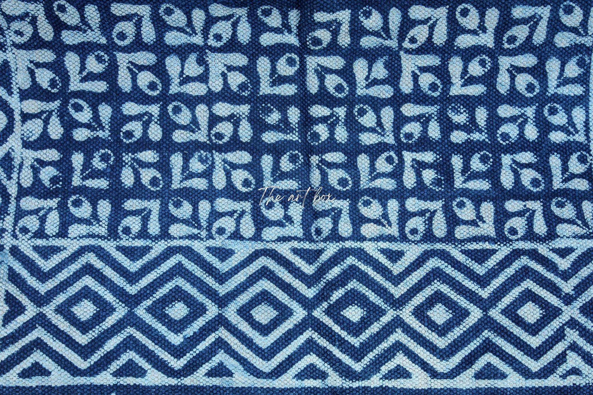 Indigo Blue Hand Block Print Cotton Rectangle Rugs