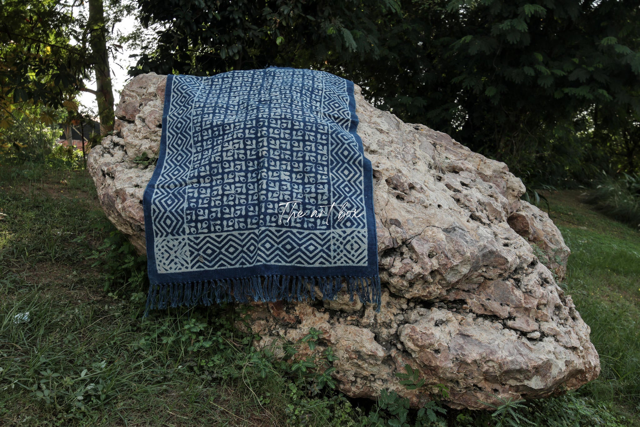 Indigo Blue Hand Block Print Cotton Rectangle Rugs