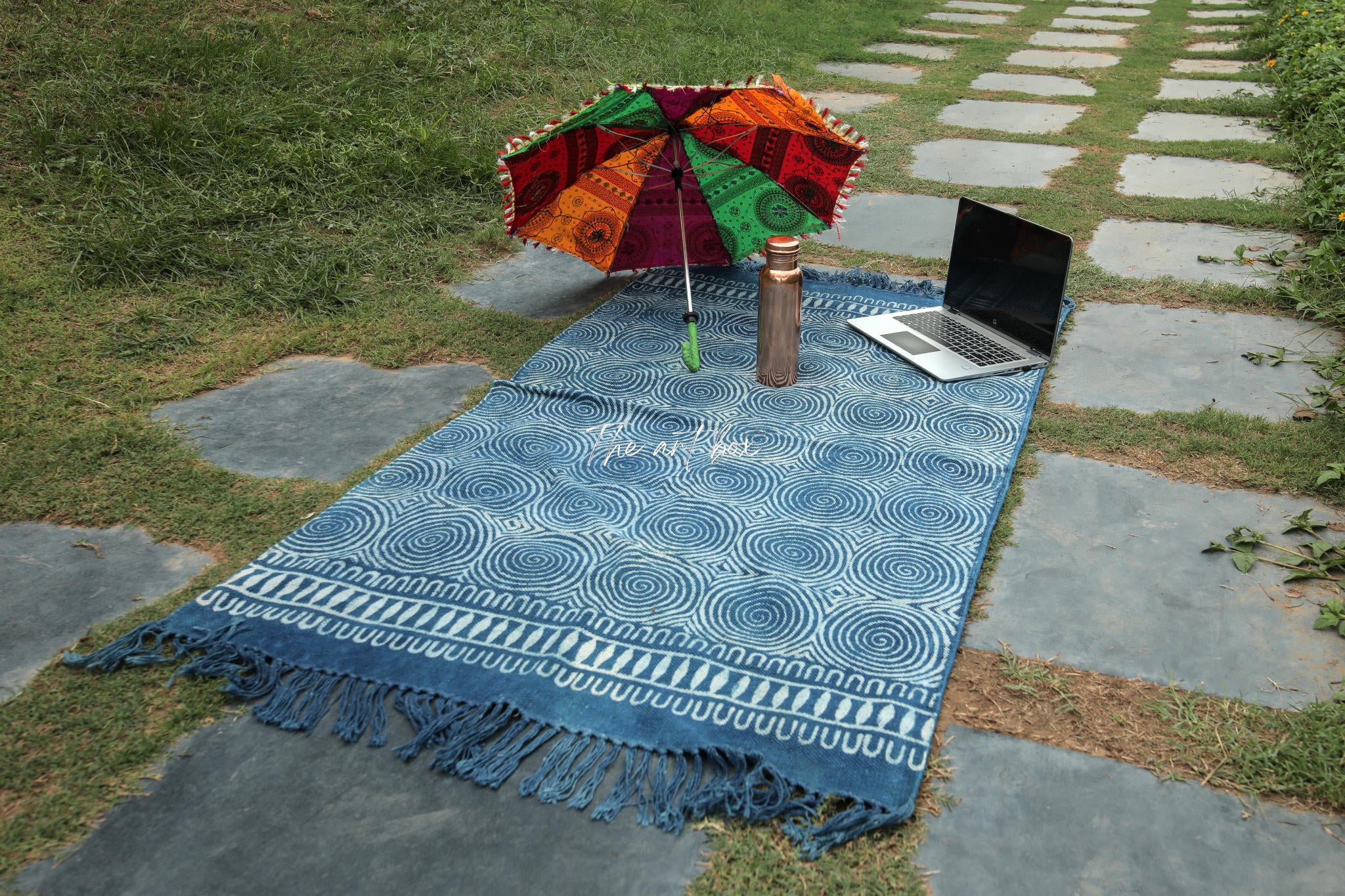 Indigo Blue Hand Block Print Cotton Rectangle  Rugs