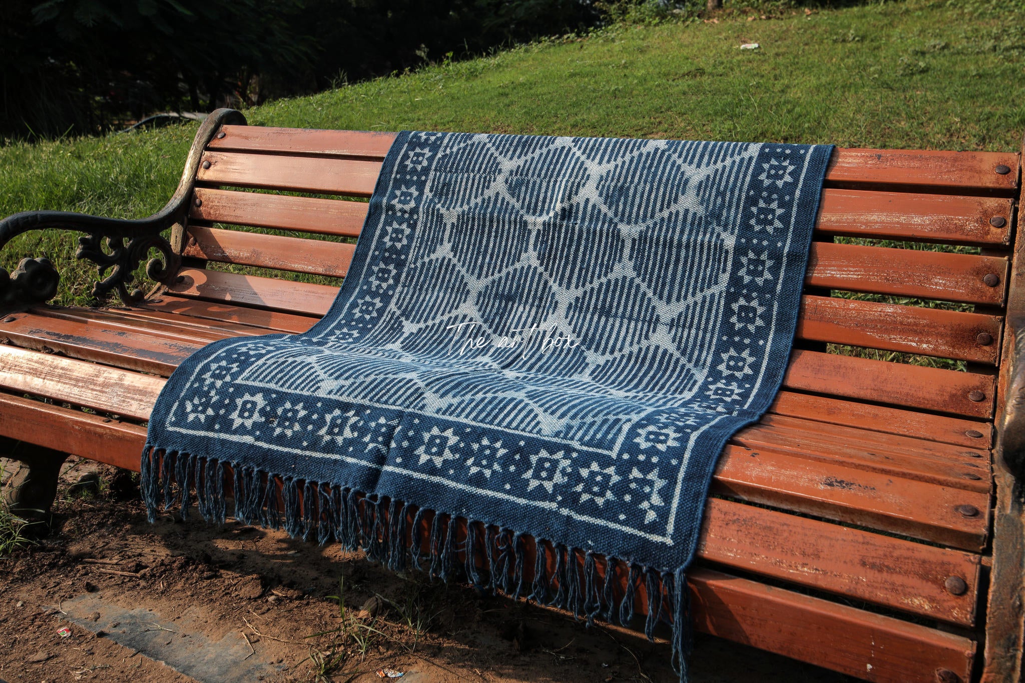 Indigo Blue Hand Block Print Cotton Rectangle Rugs