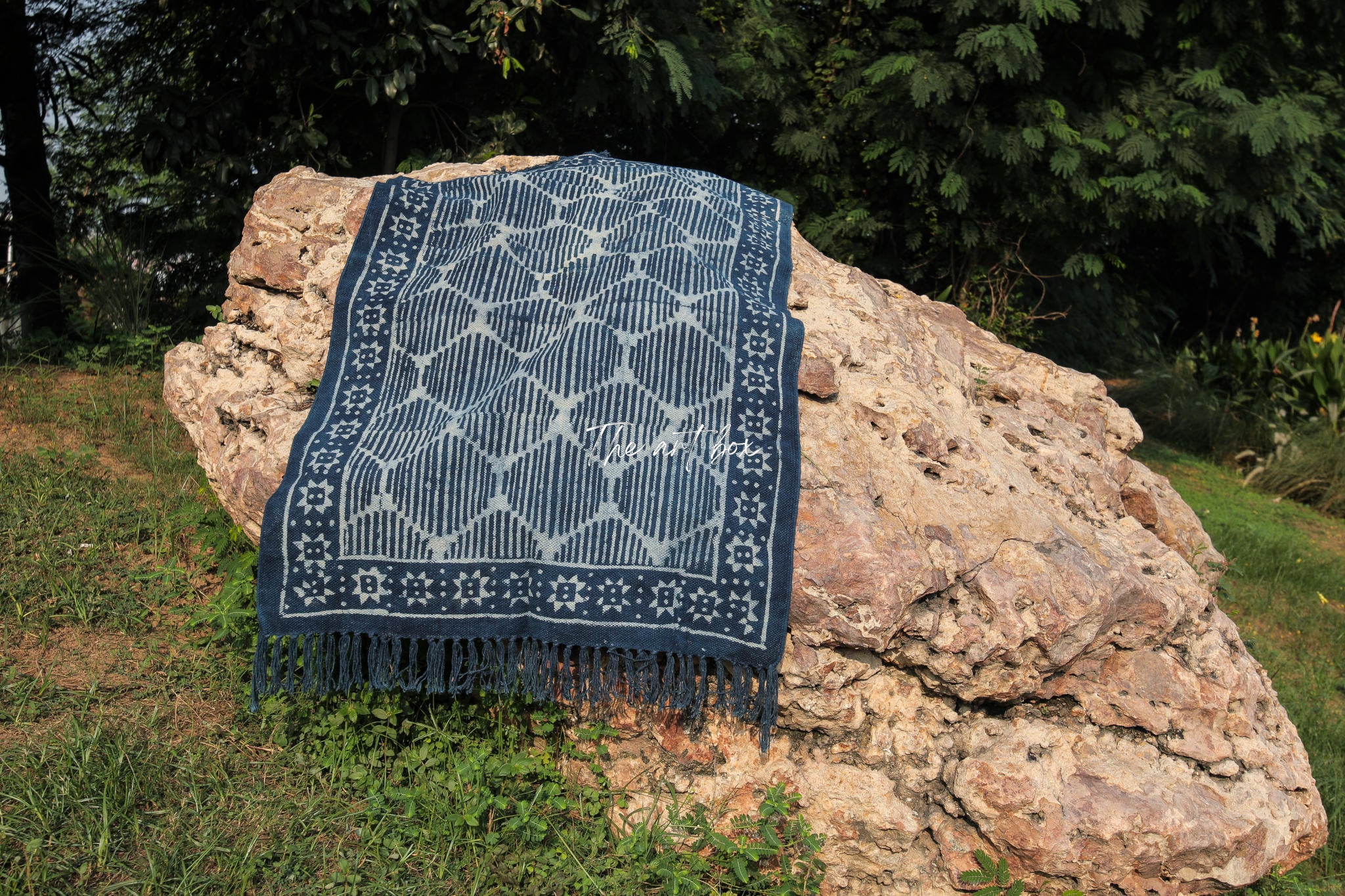 Indigo Blue Hand Block Print Cotton Rectangle Rugs