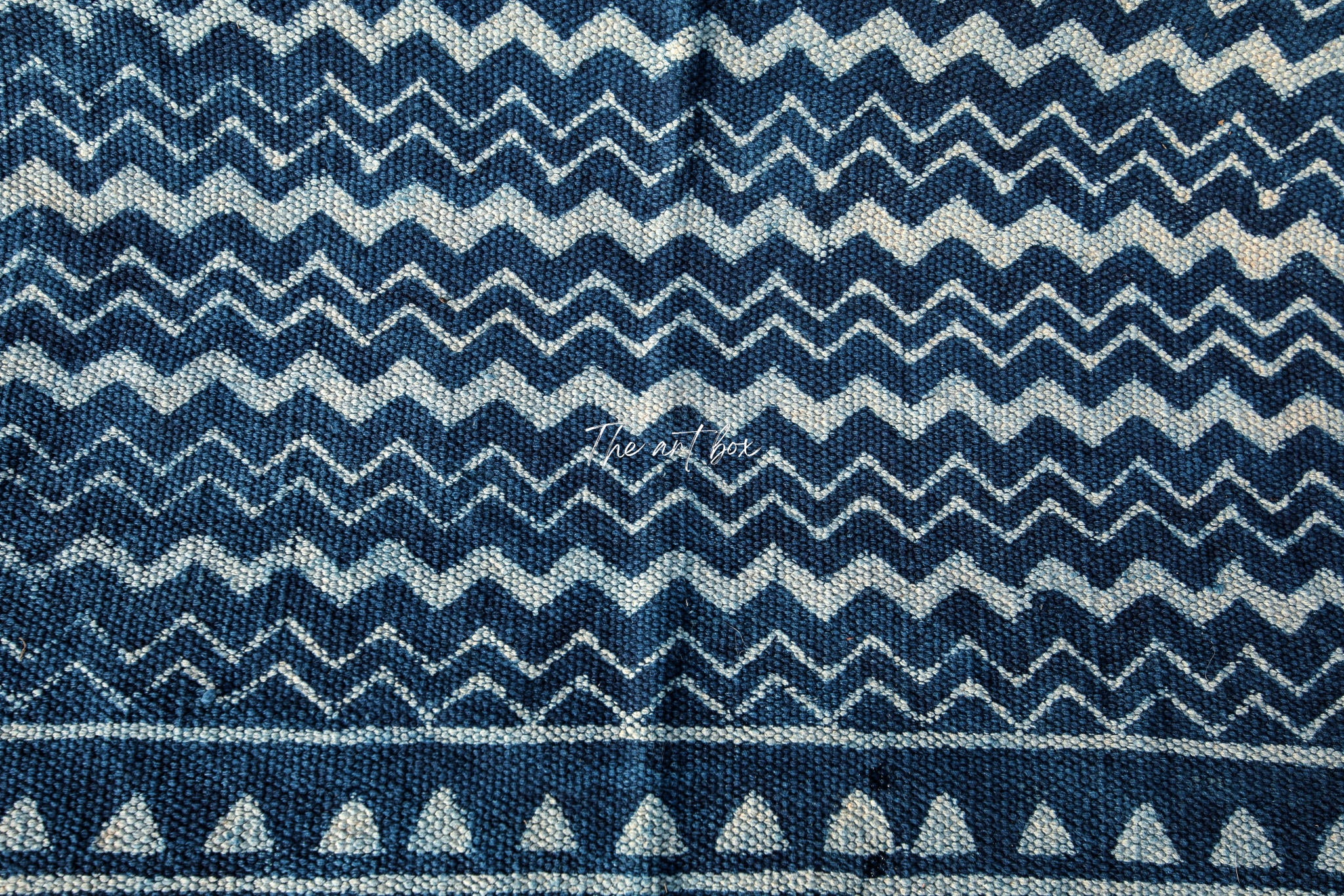 Indigo Blue Dabu Print Cotton Rectangle Rugs